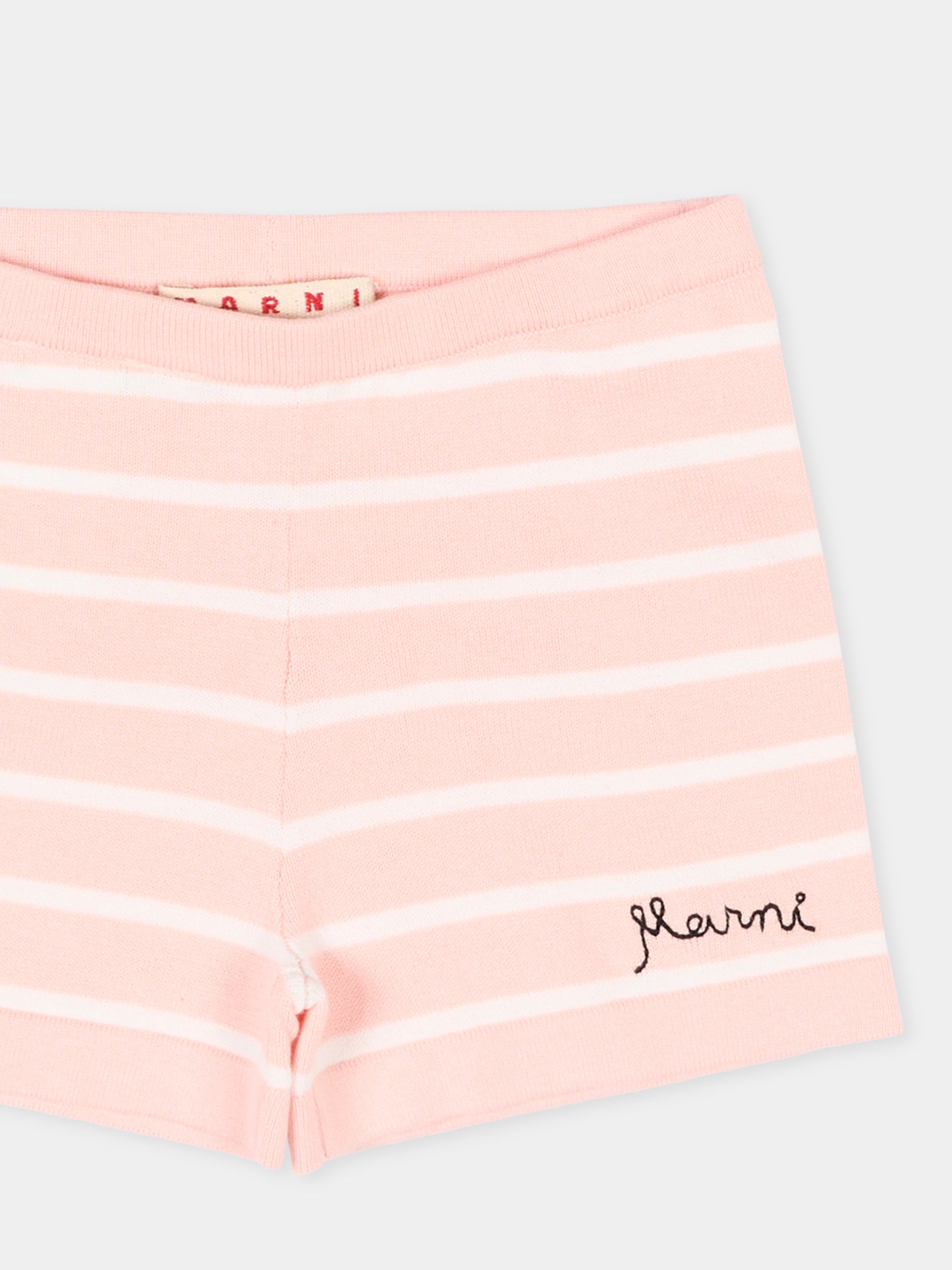 Shorts rosa per neonata a righe con logo,Marni Kids,M01722 M00X6 0M351