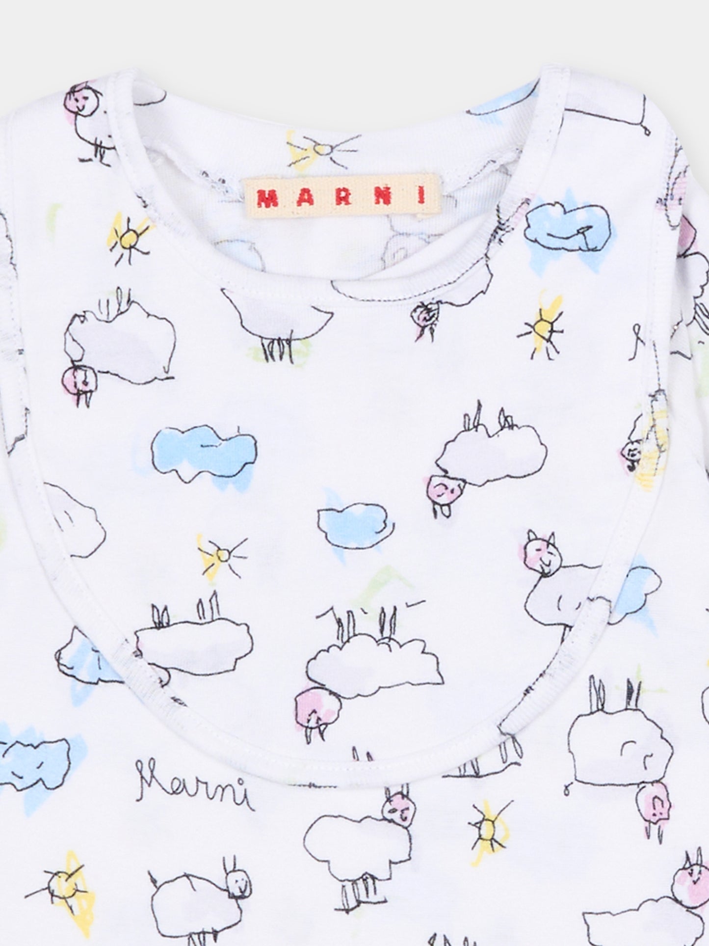 Set tutina bianca per neonati con disegni,Marni Kids,M01783 M00X9 0M100