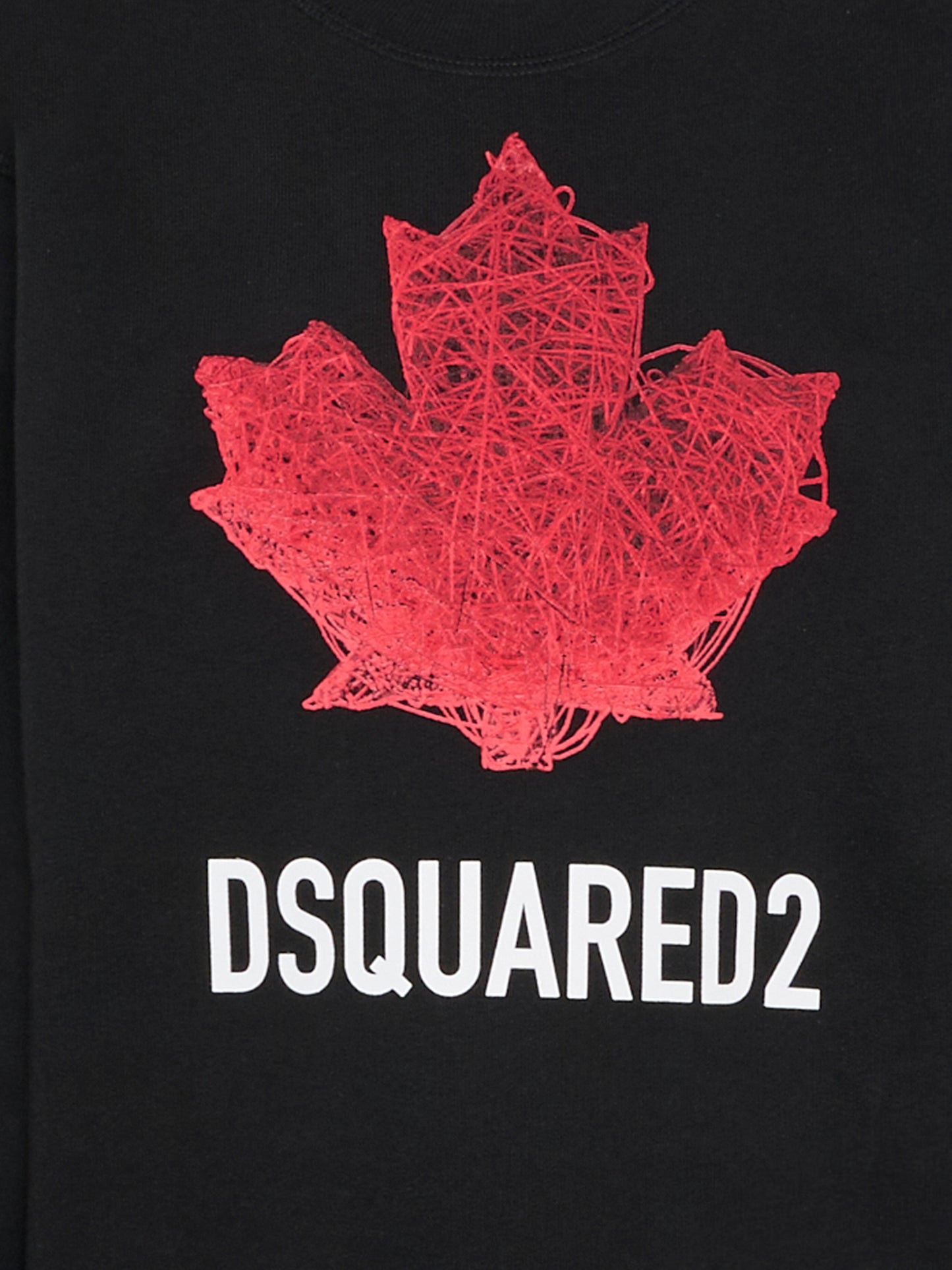 Felpa nera per bambino con logo e foglia d'acero,Dsquared2,DQ3193 D0AGW DQ900