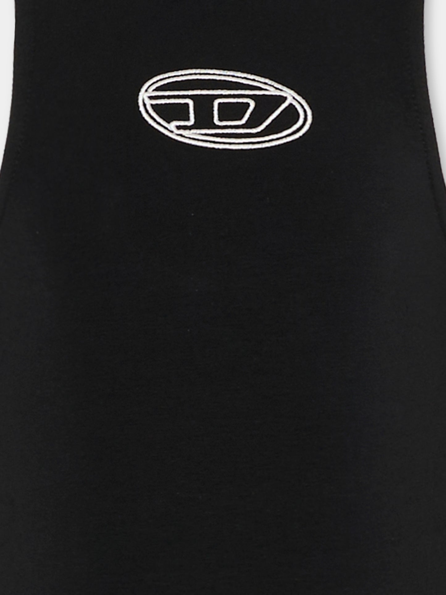 Top nero per bambina con logo ricamato,Diesel,J02577 KYA0L K900