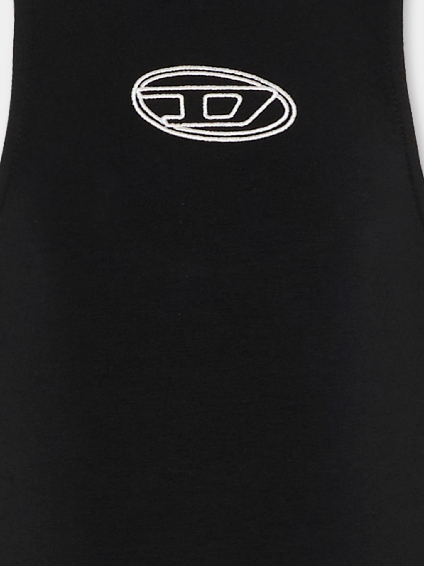 Top nero per bambina con logo ricamato,Diesel,J02577 KYA0L K900