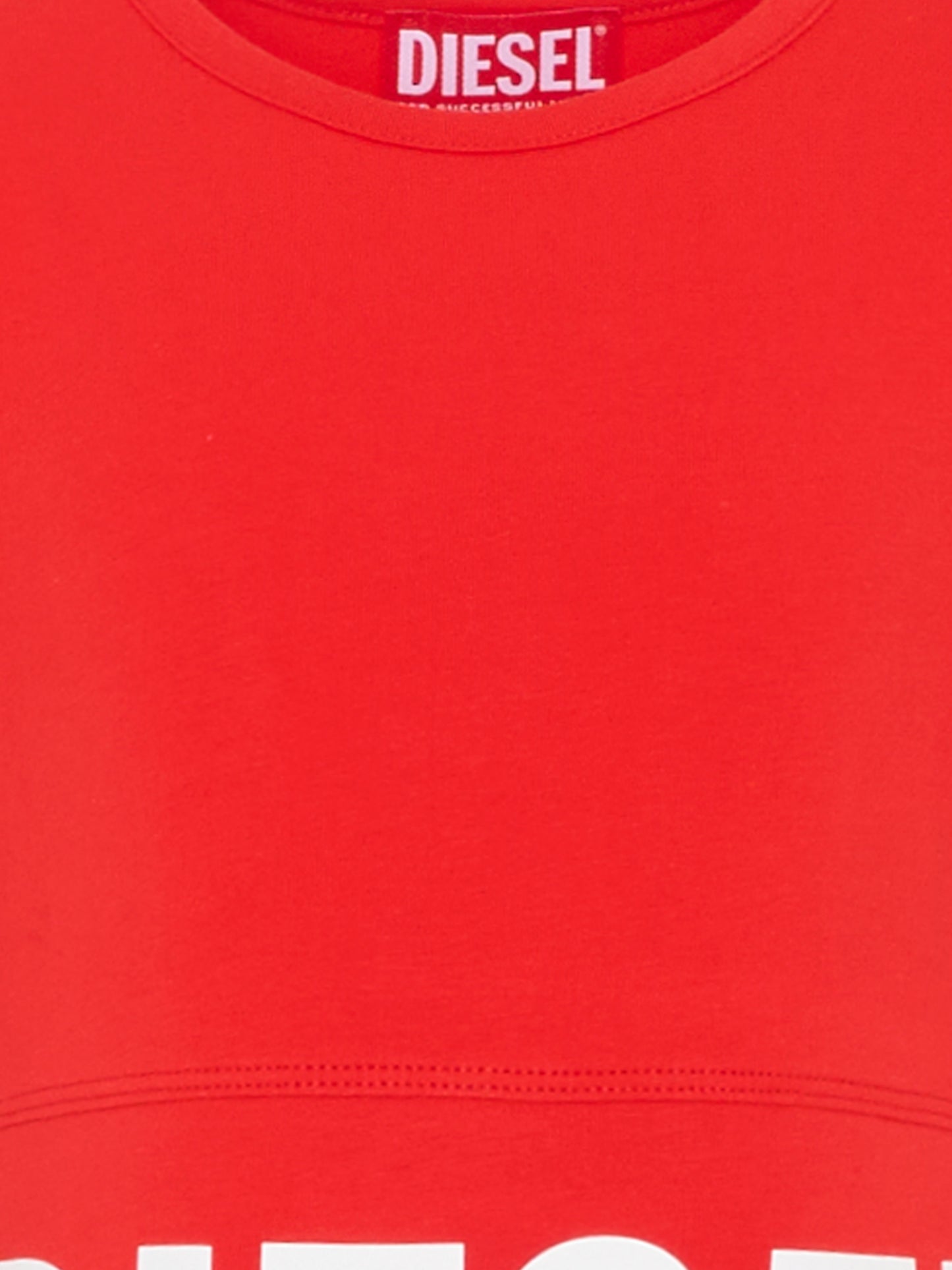 T-shirt crop rossa per bambina con logo,Diesel,J02581 KYA0L K405