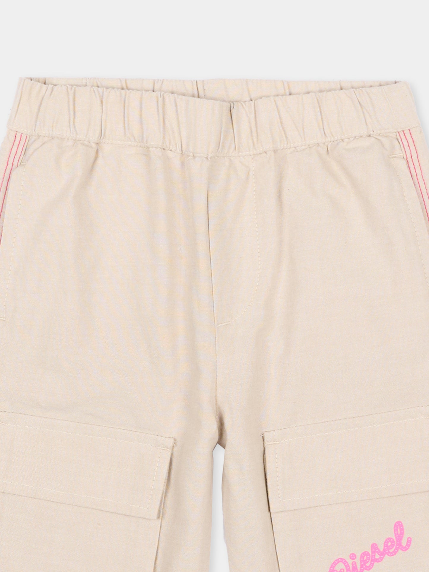 Pantaloni beige per neonata con tasche cargo,Diesel,K00739 KXBSN K141
