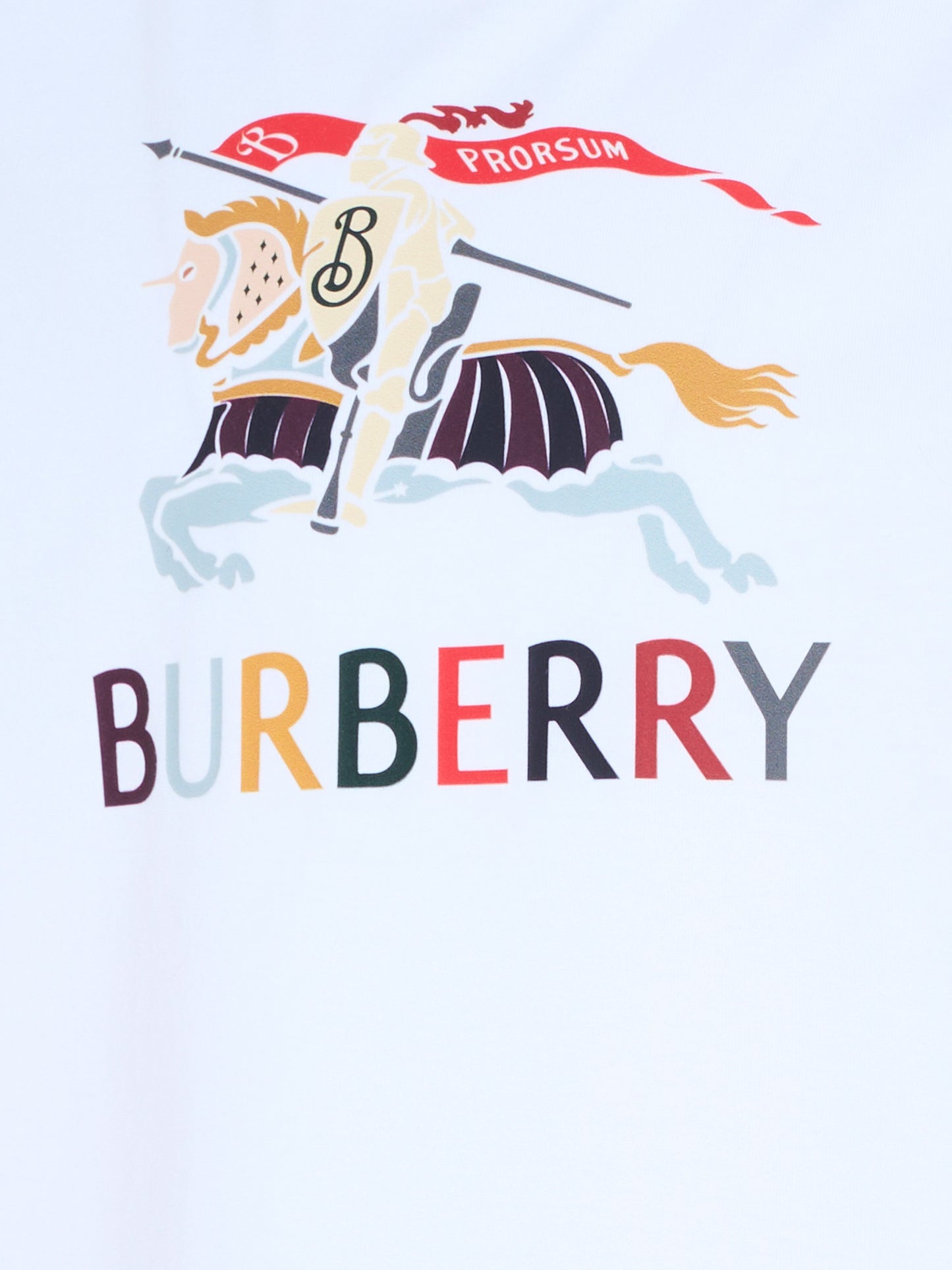 T-shirt bianca per bambini con cavaliere equestre multicolor,Burberry Kids,8117583 A1464