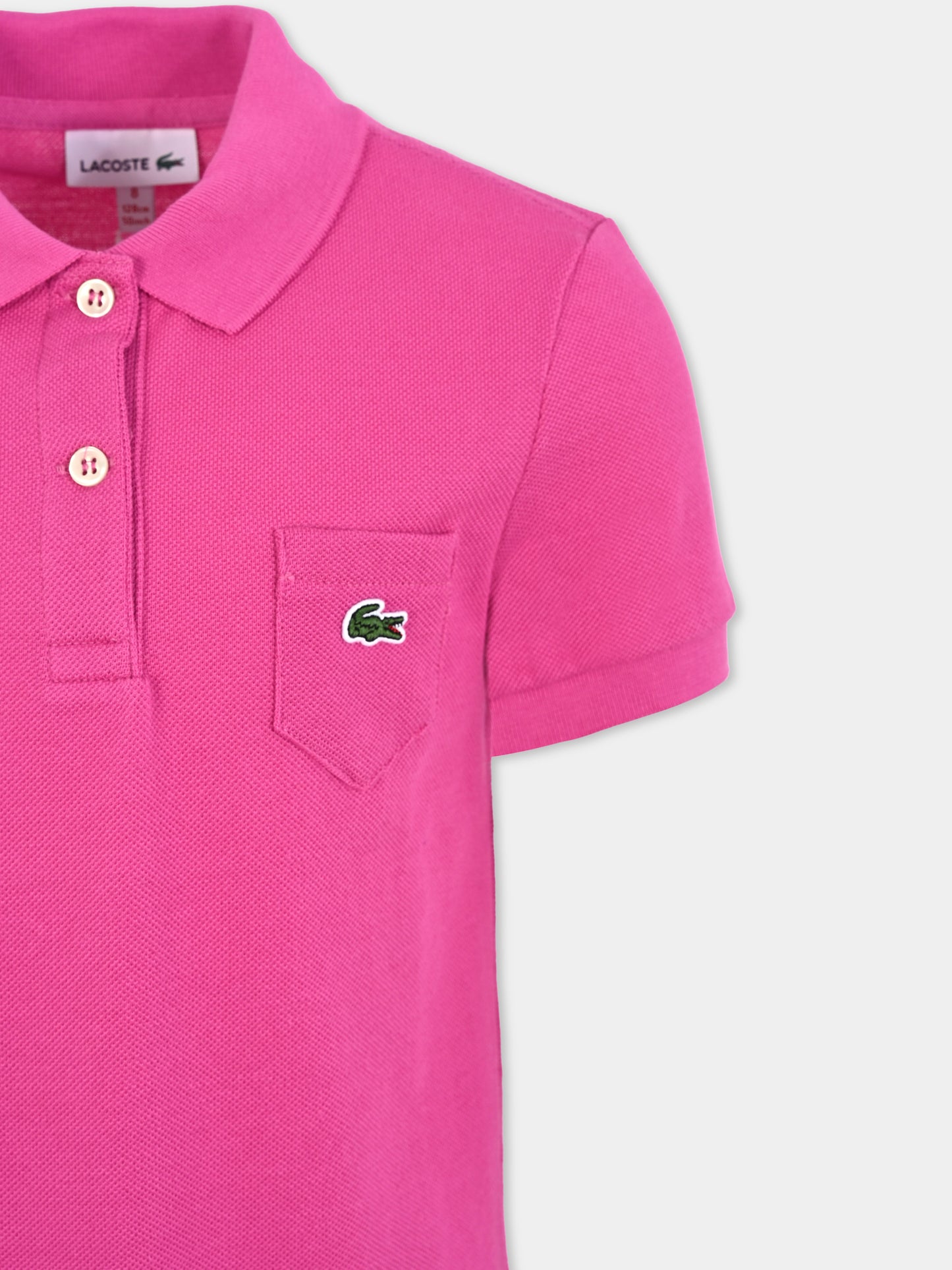 Vestito fucsia per bambina con coccodrillo,Lacoste,EJ2816 I1L