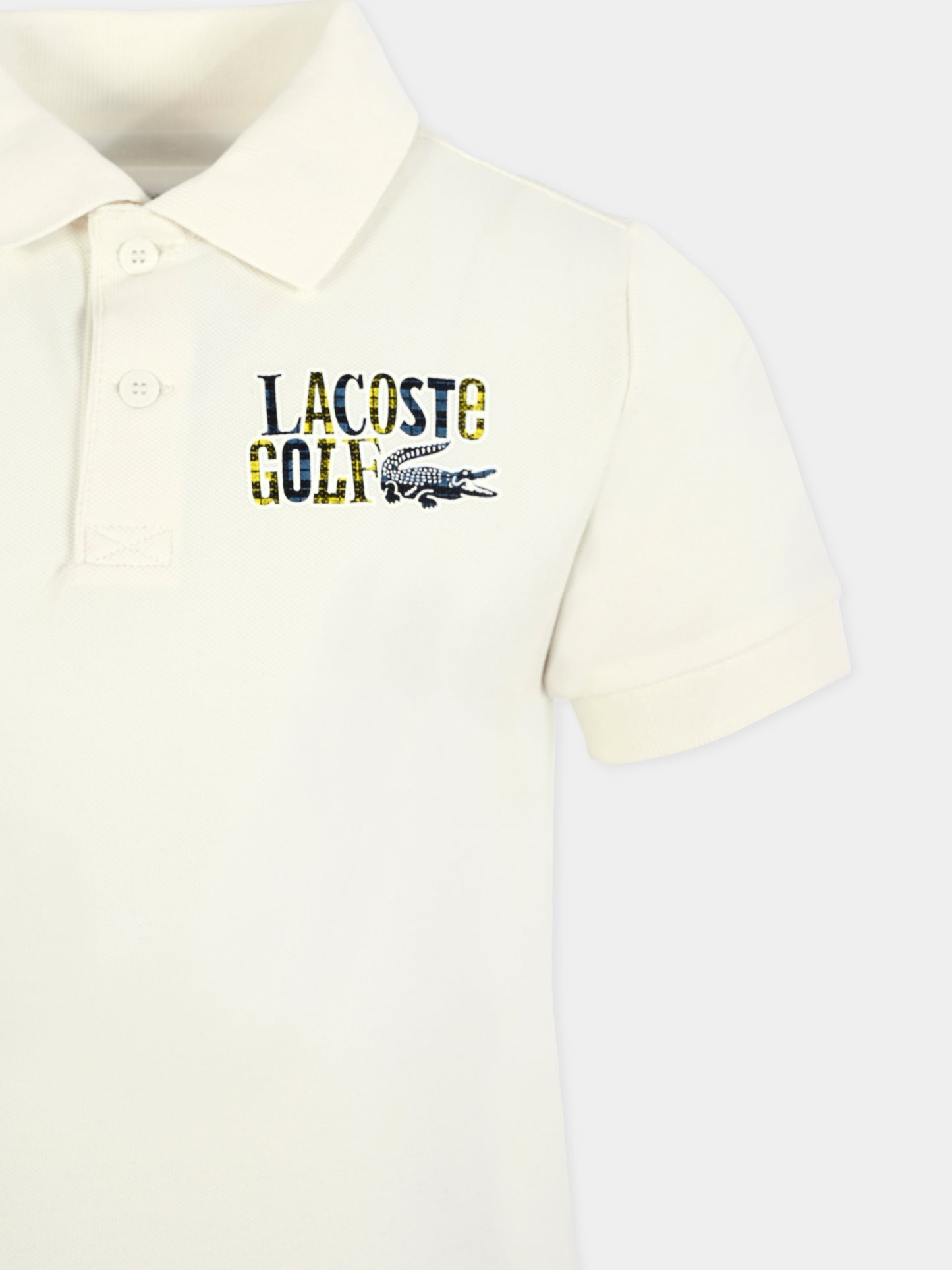 Polo bianca per bambino con stampa golf,Lacoste,PJ8497 70V