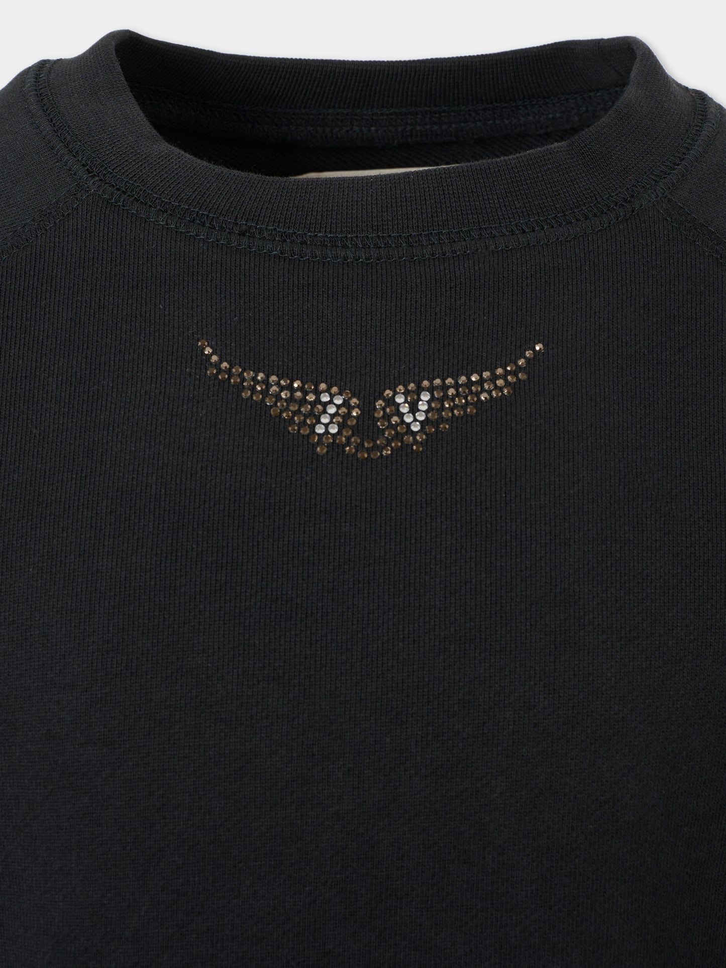 Felpa nera per bambina con scritta,Zadig & Voltaire Kids,X60326 09B