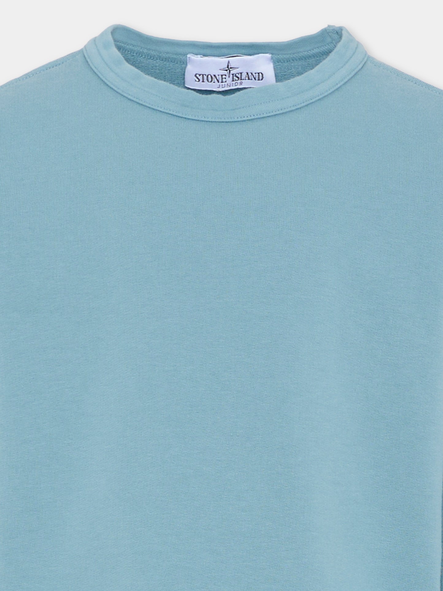 Felpa celeste per bambino con bussola,Stone Island Junior,L1S16 6100005 S0040 - V004A