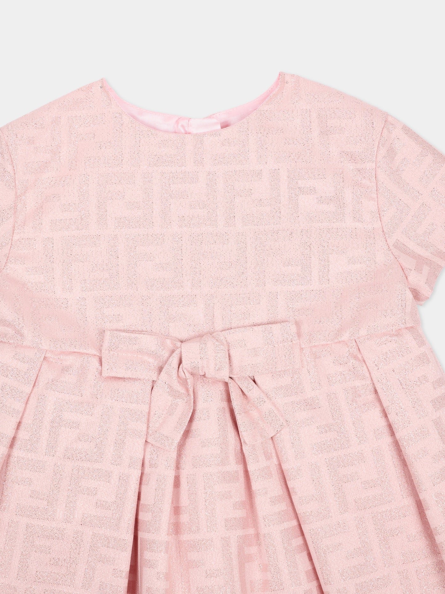 Vestito rosa per neonata con FF in lurex,Fendi Kids,BFB589 AVW6 F0ZKY