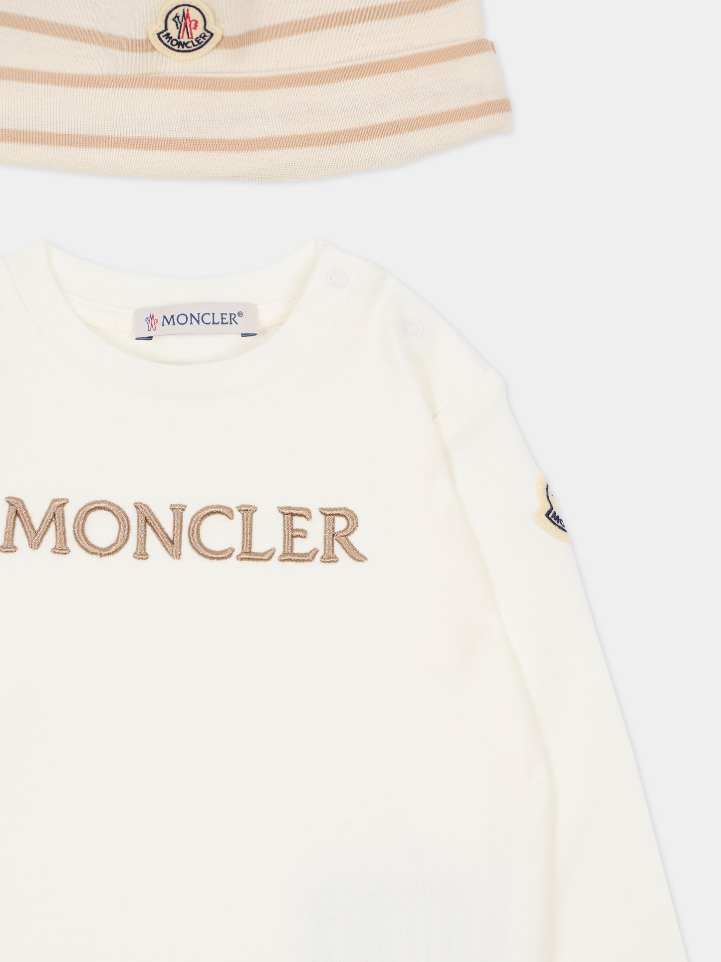 Completo nascita multicolor per neonati con logo beige,Moncler Kids,L1951 8P00001 89BA2 F20