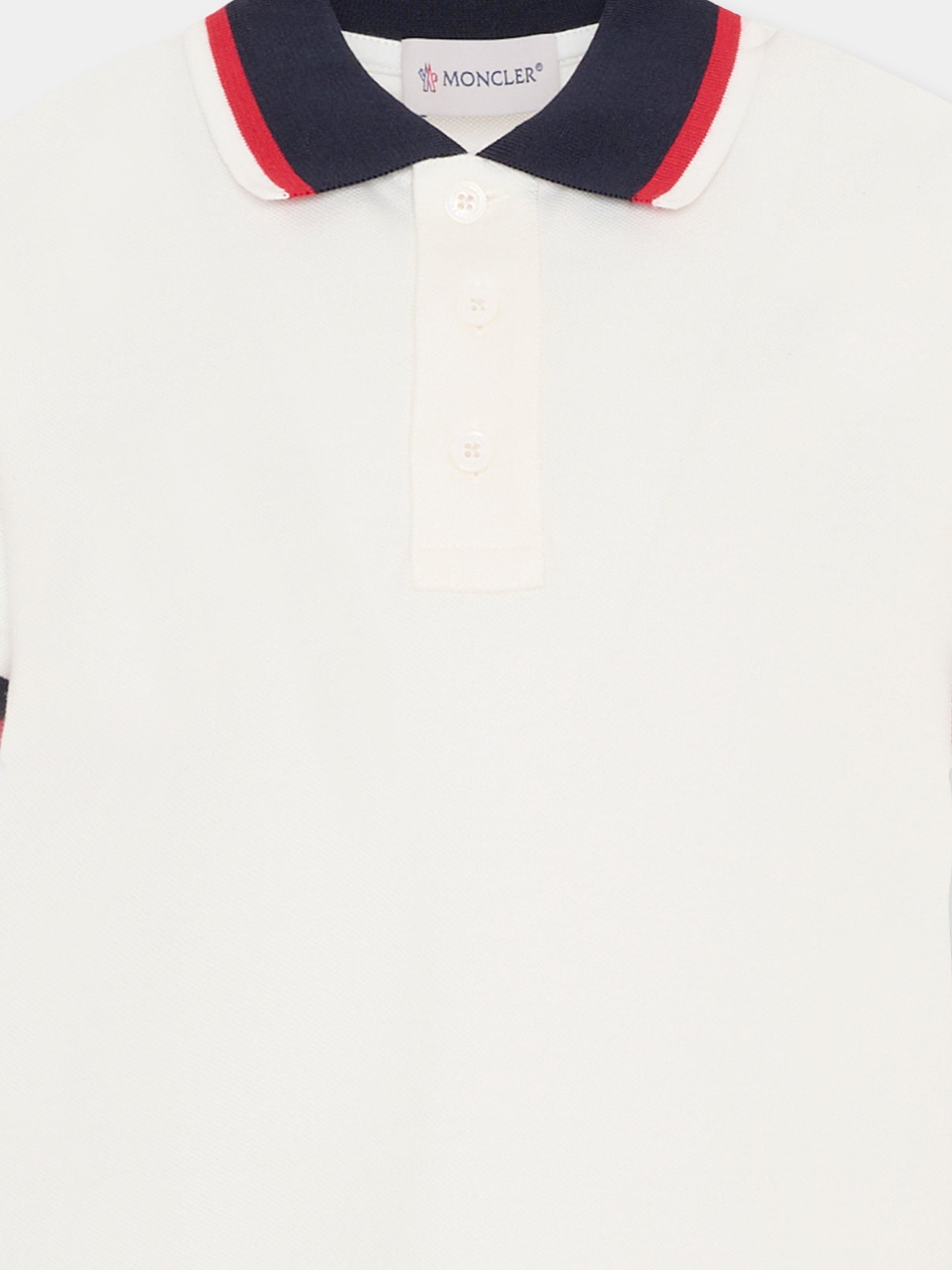 Polo avorio per bambino con logo,Moncler Kids,L1954 8A00003 8496W 034