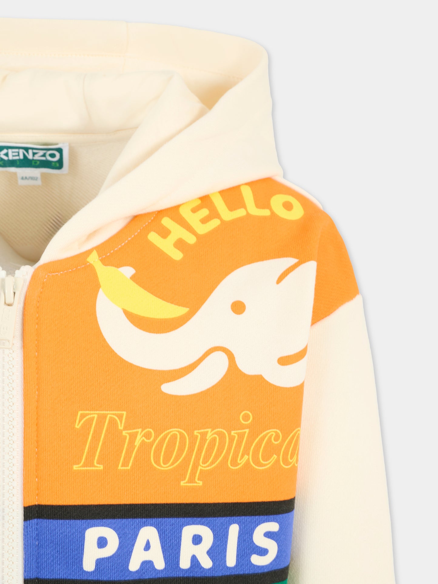 Felpa beige per bambino con frutta,Kenzo Kids,K61179 21G