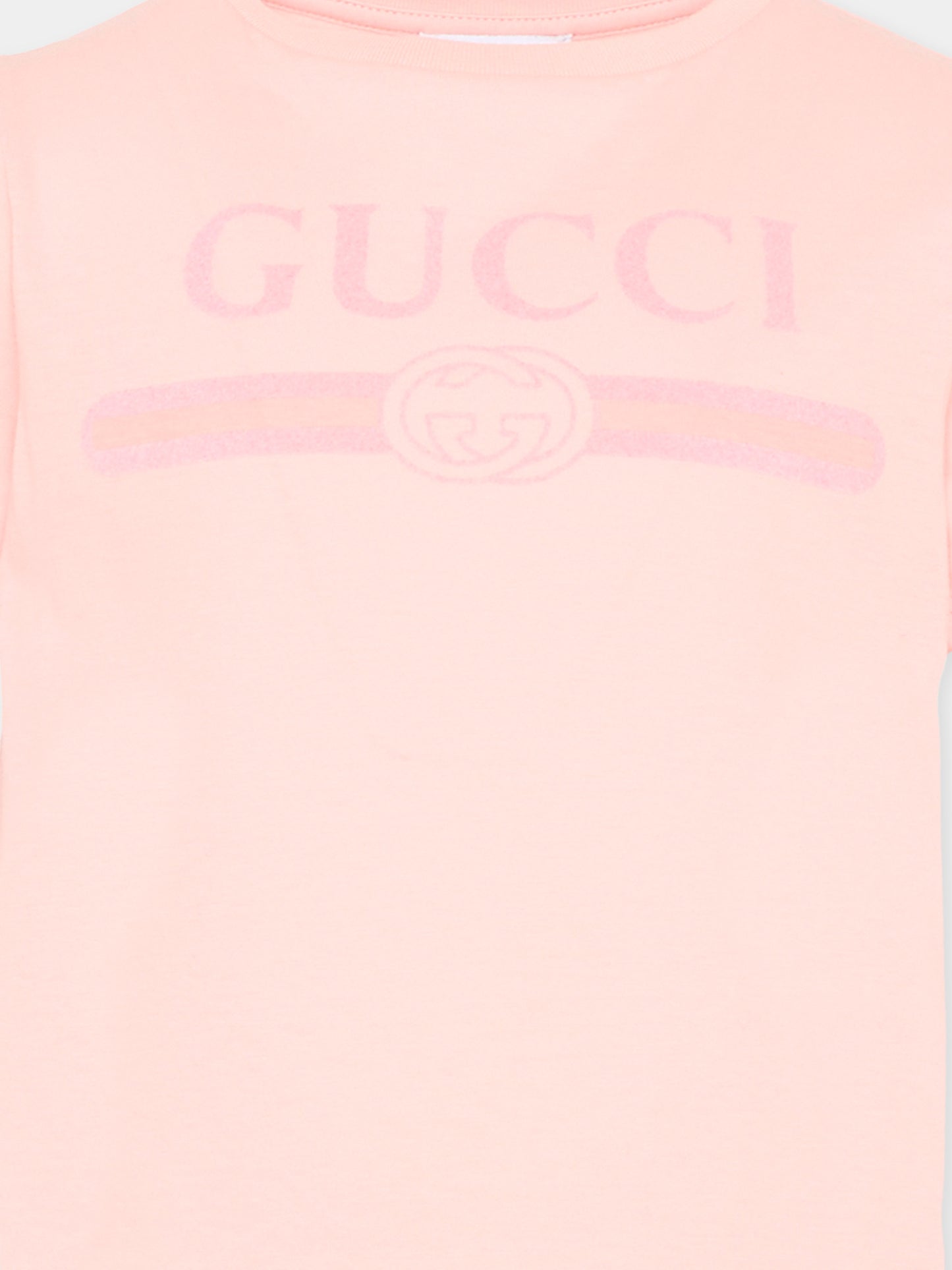 T-shirt rosa per bambina con logo,Gucci Kids,547559 XJHO5 5967