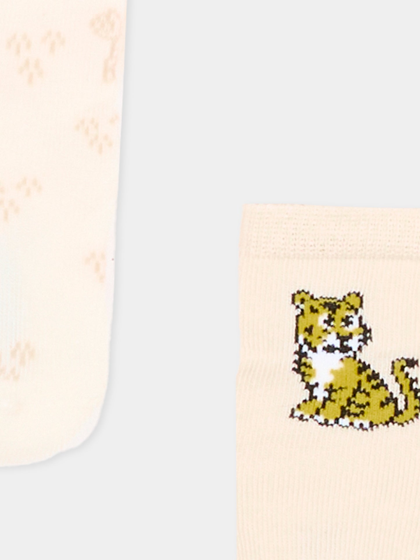 Set calzini beige per neonata con tigre,Kenzo Kids,K61824 C21