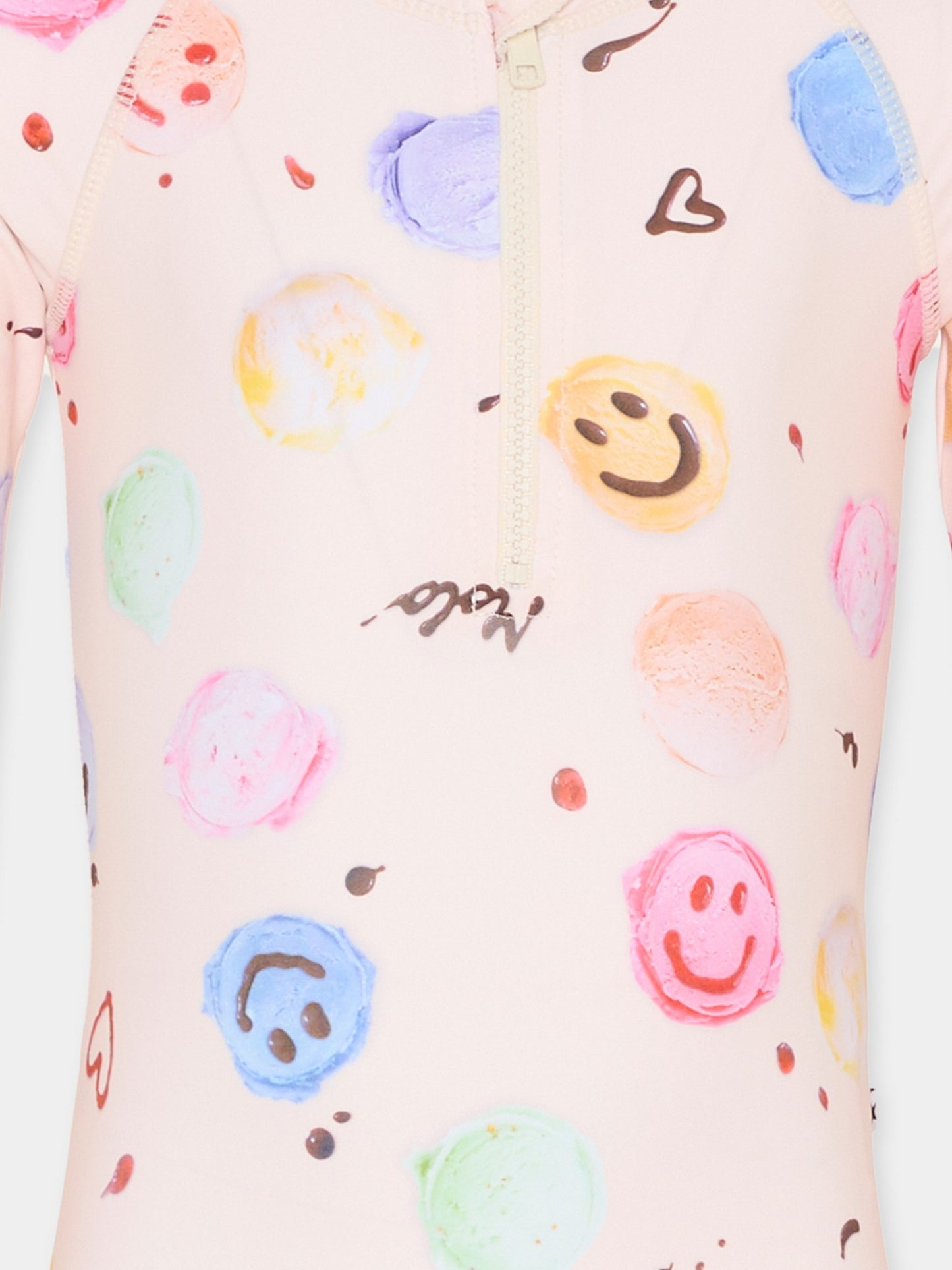 Costume intero Anti UV Necky beige per bambina con smile,Molo,8S26P516 9502