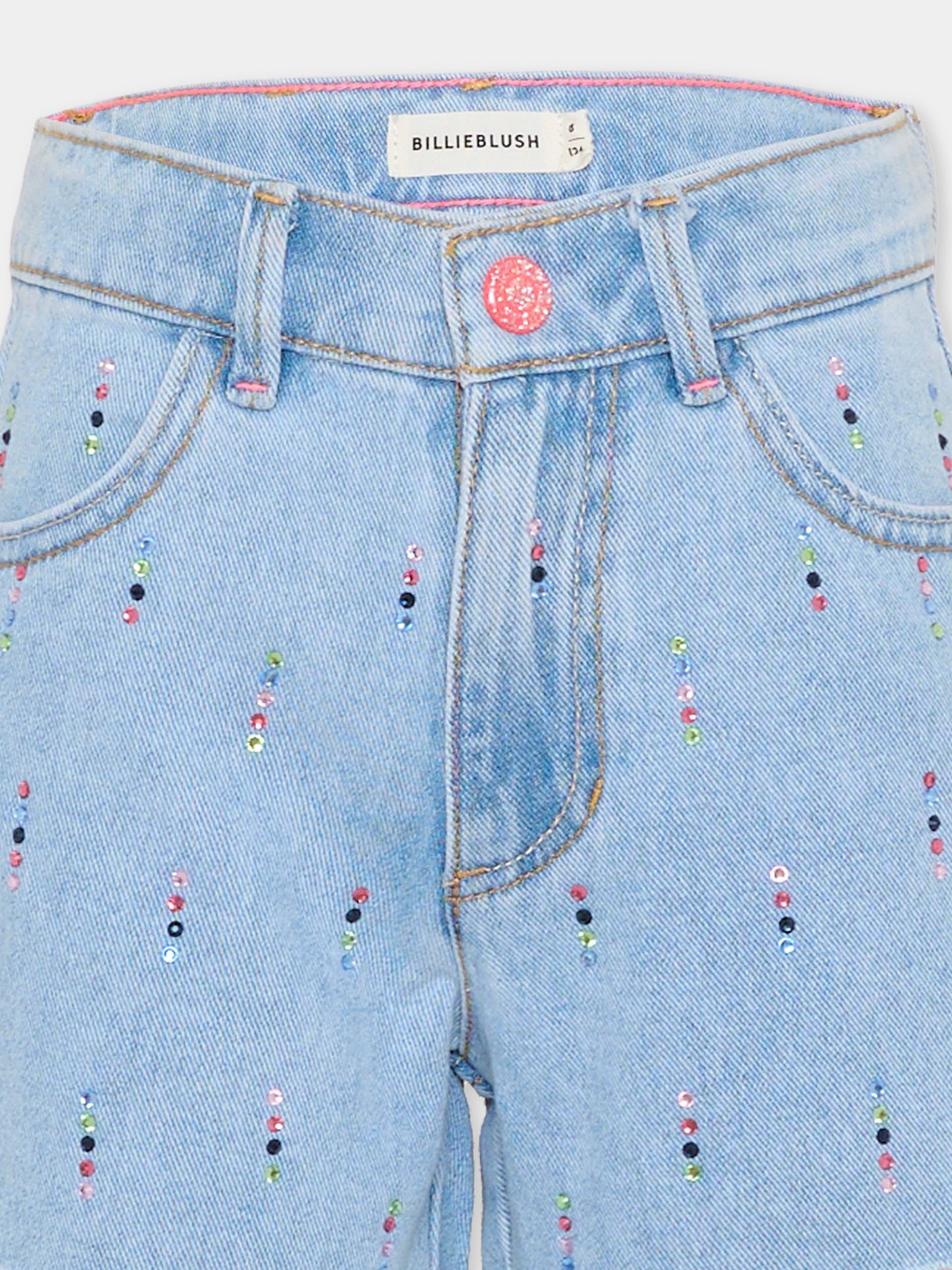 Shorts denim per bambina con strass,Billieblush,U21873 Z18