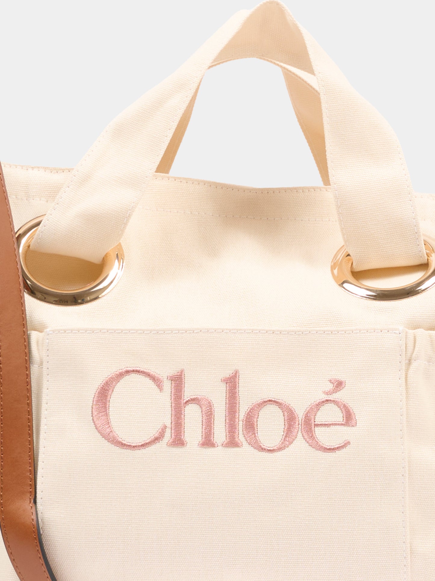 Borsa avorio per bambina con logo ricamato,Chloé Kids,C20872 148