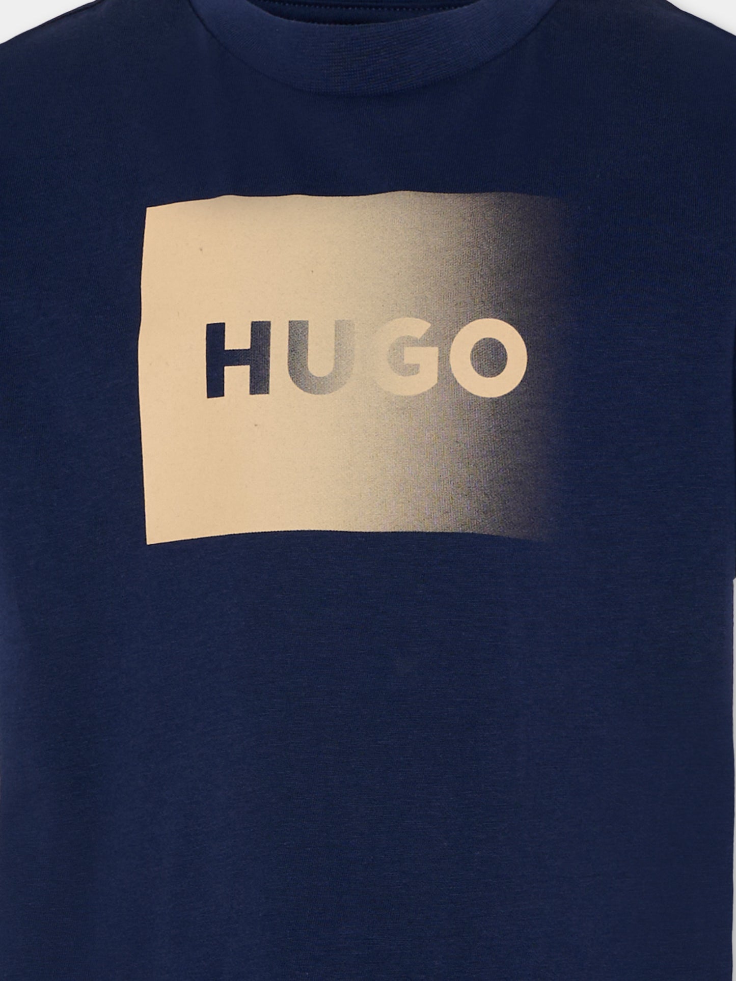 T-Shirt blu HUGO per bambino con logo,Hugo,G01019 85C