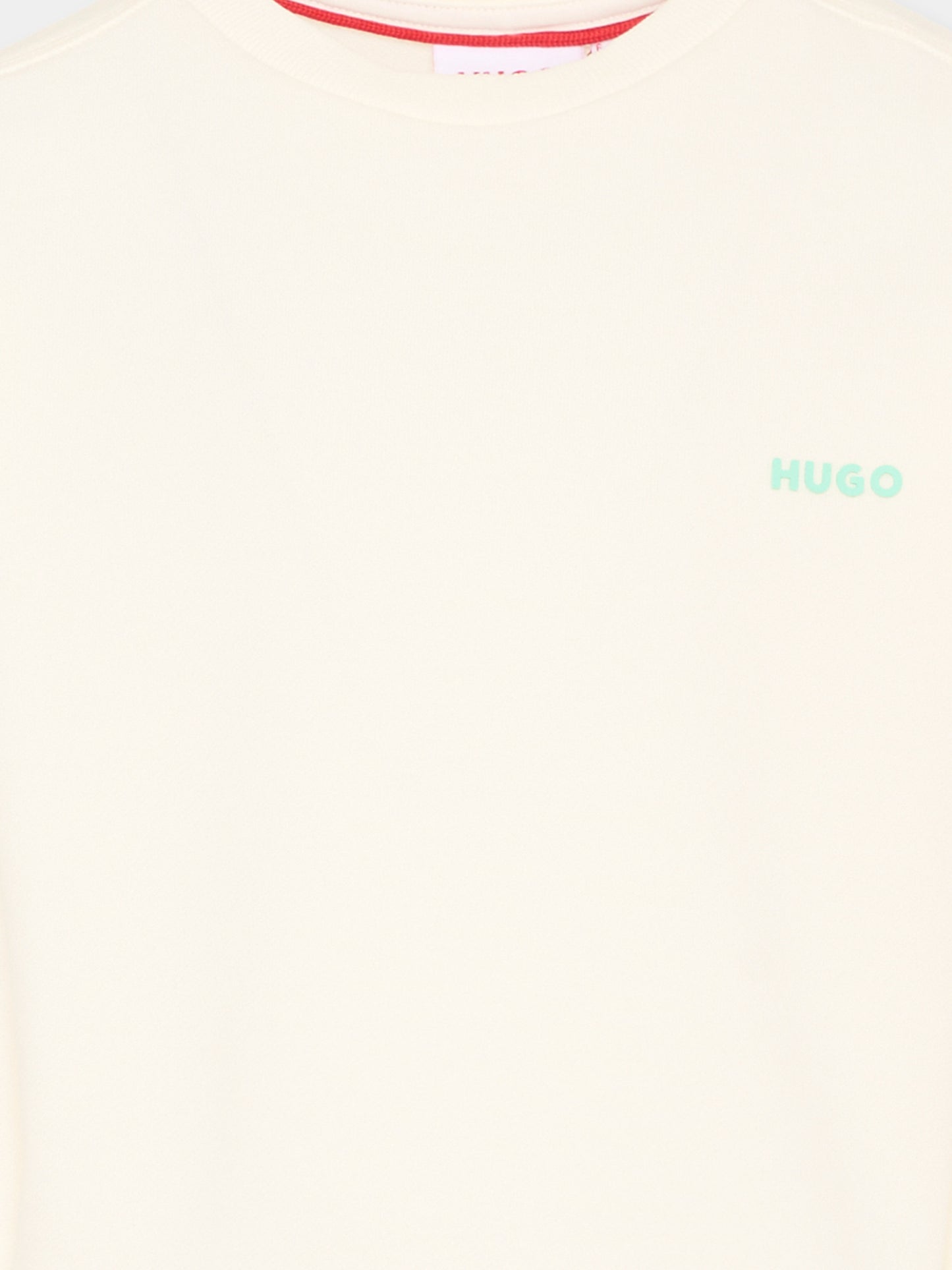 Felpa avorio Hugo per bambino con stampa tennis,Hugo,G01024 153