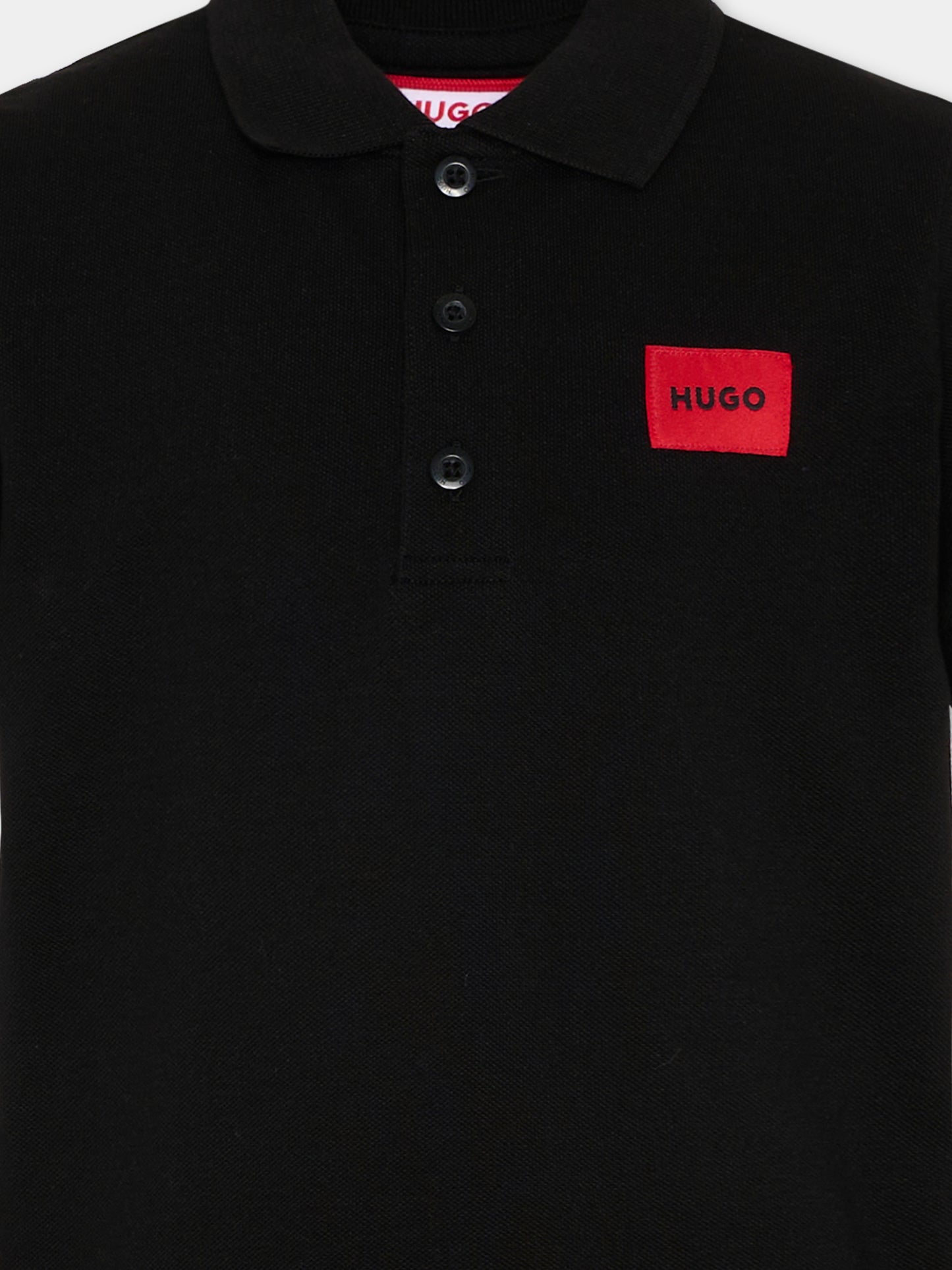 Polo nera per bambino con logo HUGO,Hugo,G01186 09B