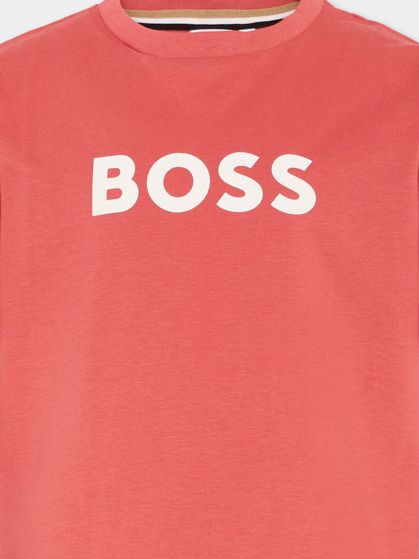 T-Shirt bordeaux con logo per bambino,Boss,J52711 48B