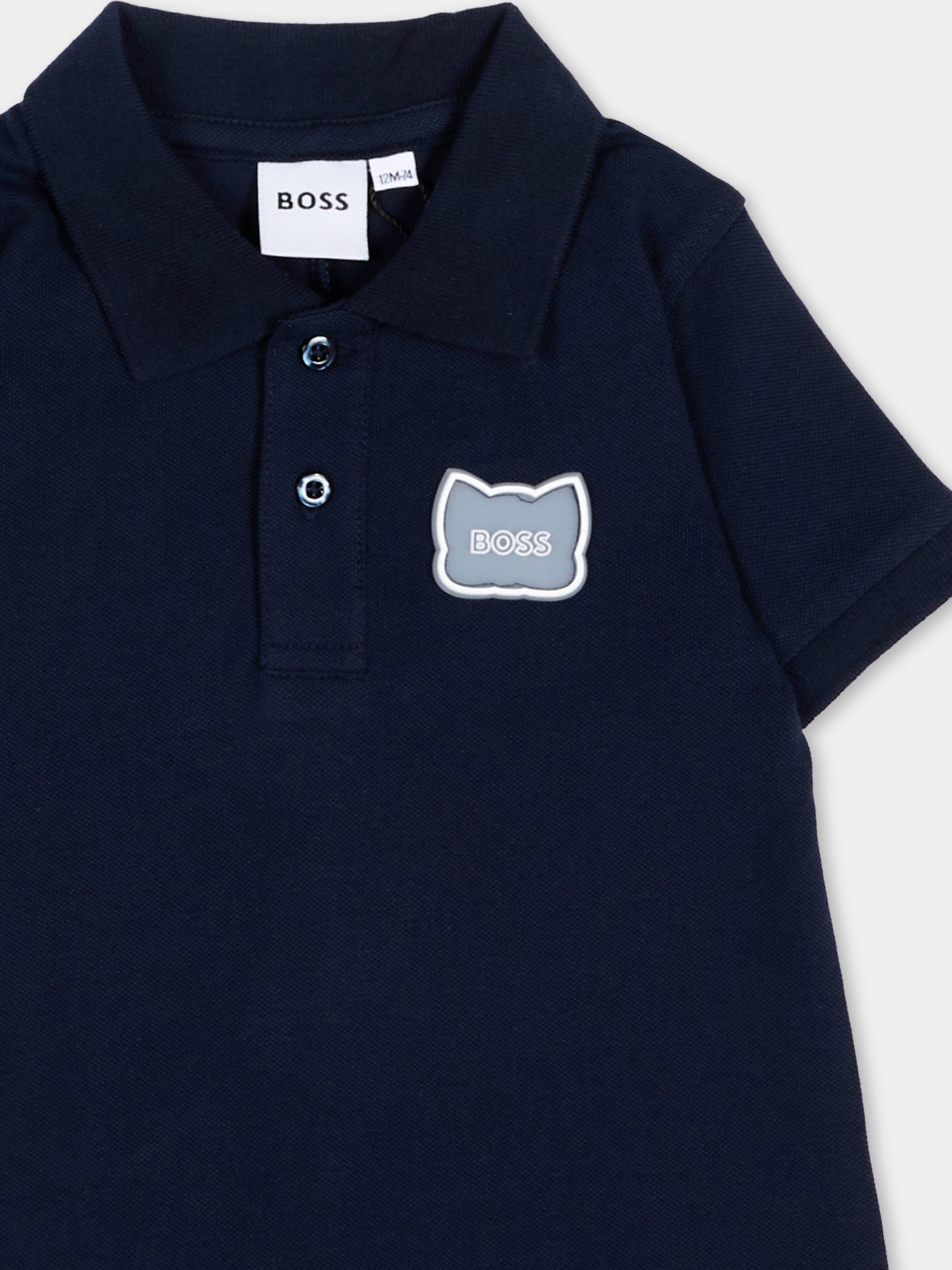 Pagliaccetto blu per neonato con logo,Boss,J53033 849