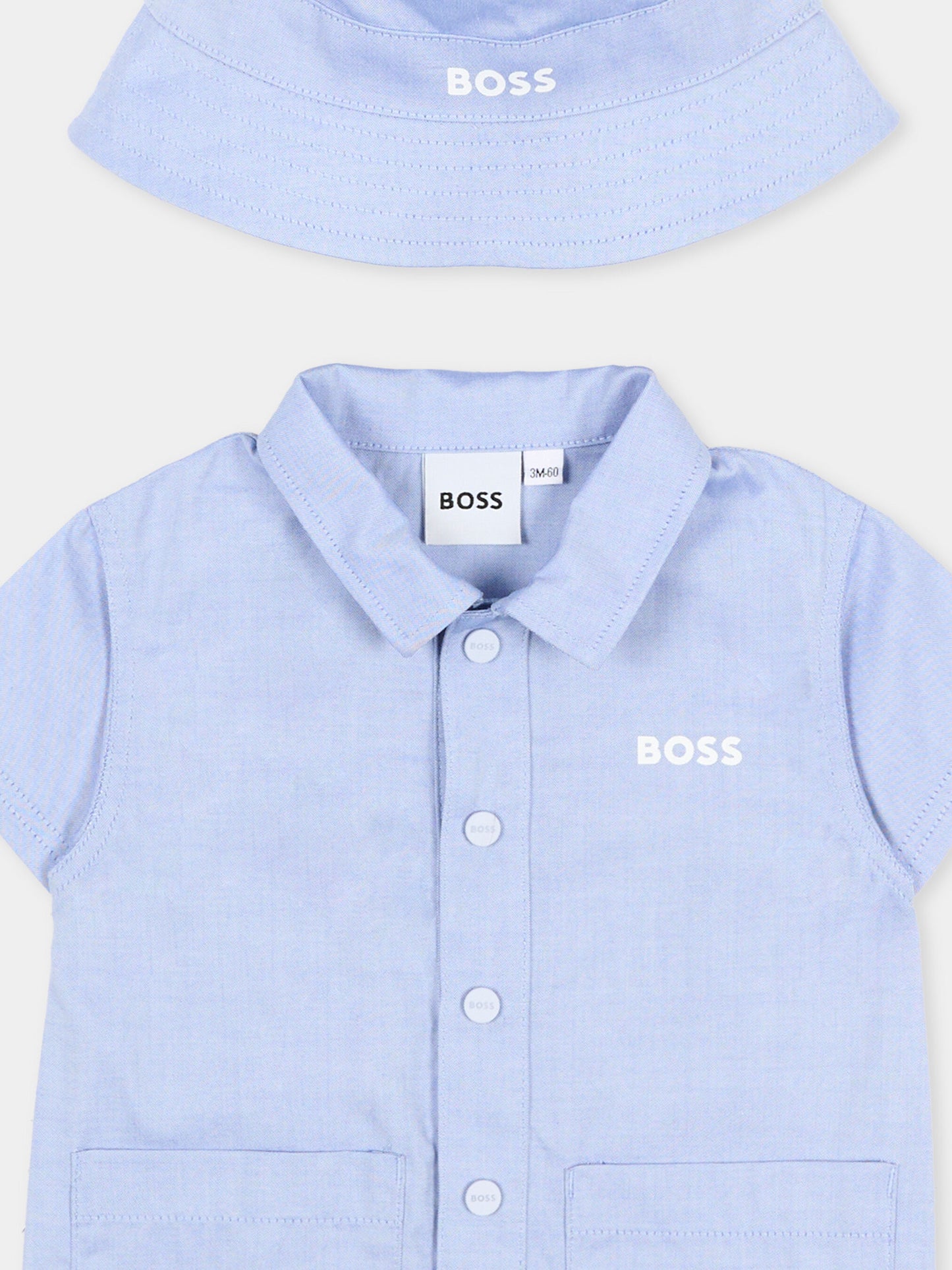 Pagliaccetto celeste per neonato con cappello,Boss,J53043 813