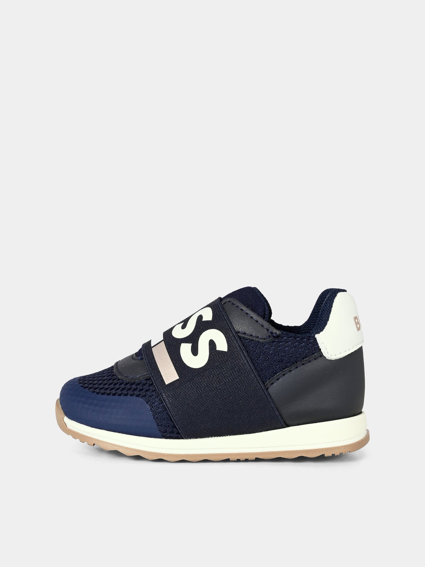 Sneakers blu per neonato e bambino con logo,Boss,J51335 849