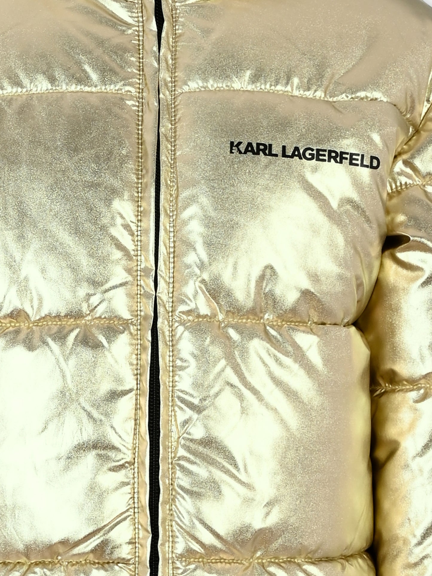 Piumino oro per bambina con logo,Karl Lagerfeld Kids,Z30234 M15