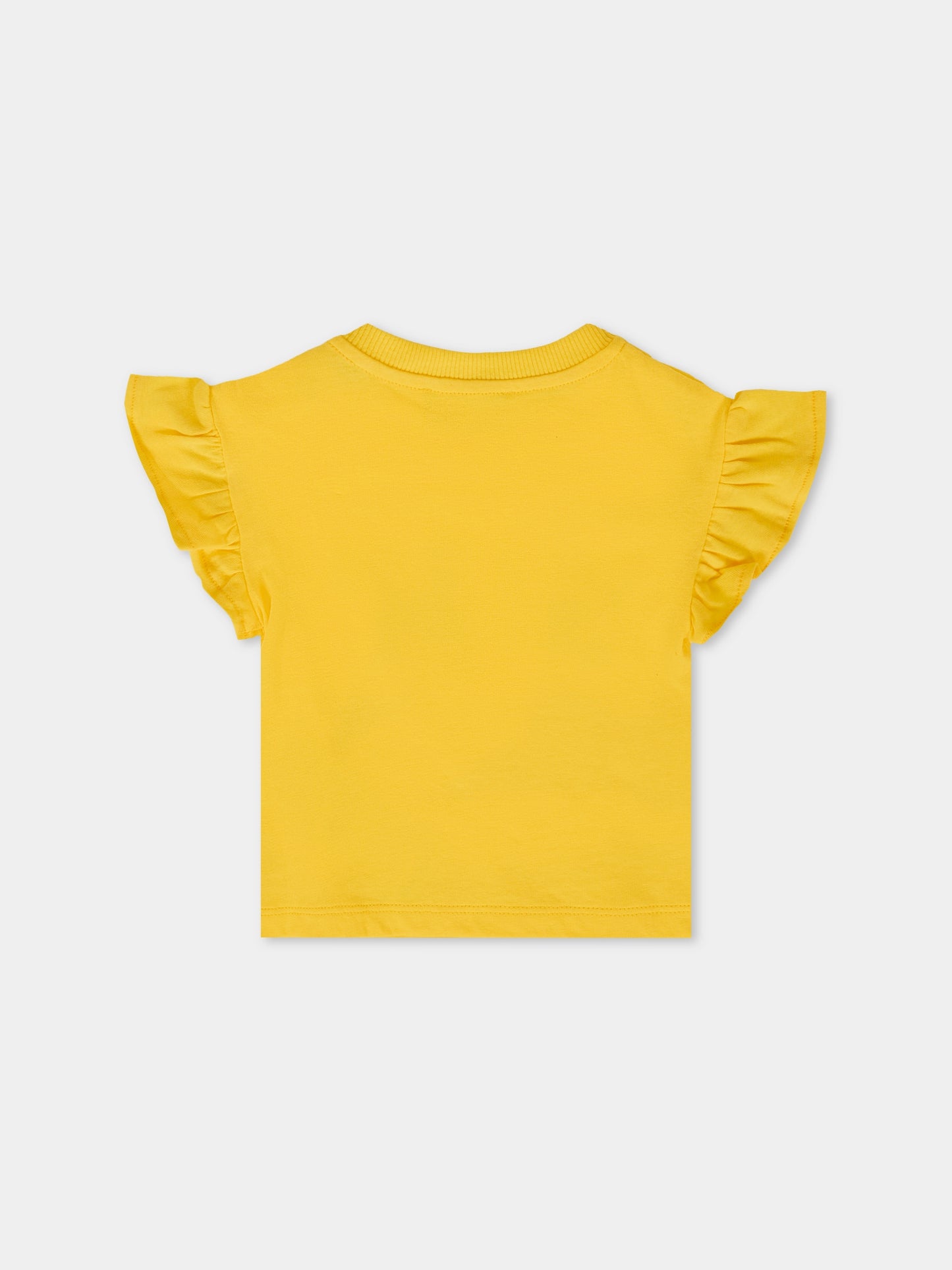 T-shirt gialla per neonata con tre Teddy Bears,Moschino Kids,MDM03I LAA03 50577