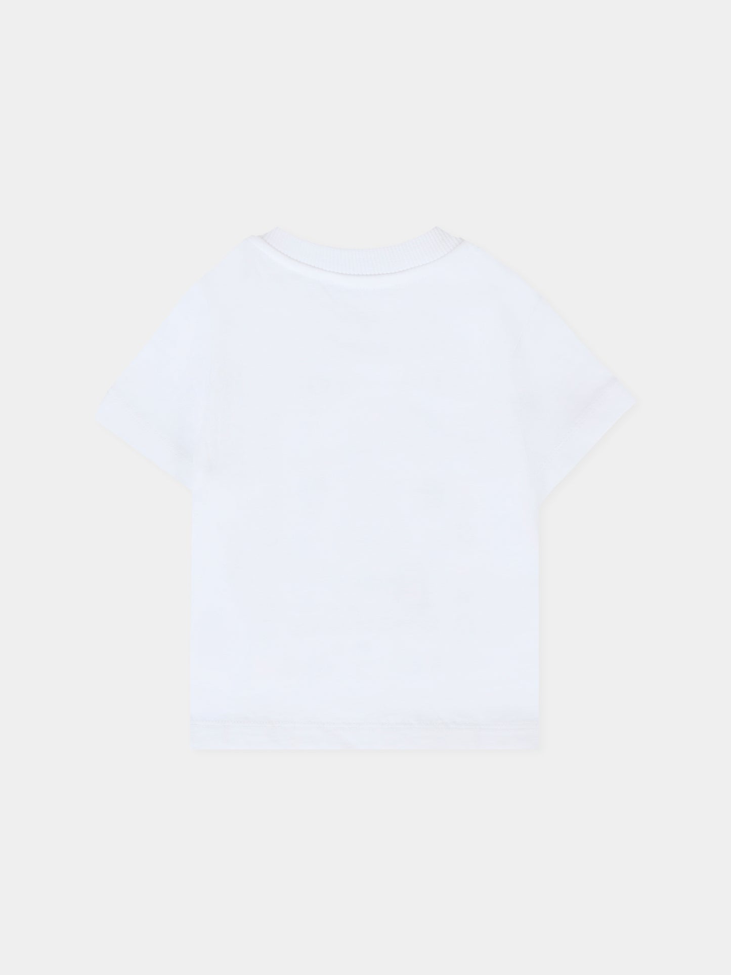 T-shirt bianca per neonato con Teddy Bear e logo,Moschino Kids,MMM047 LAA23 10101