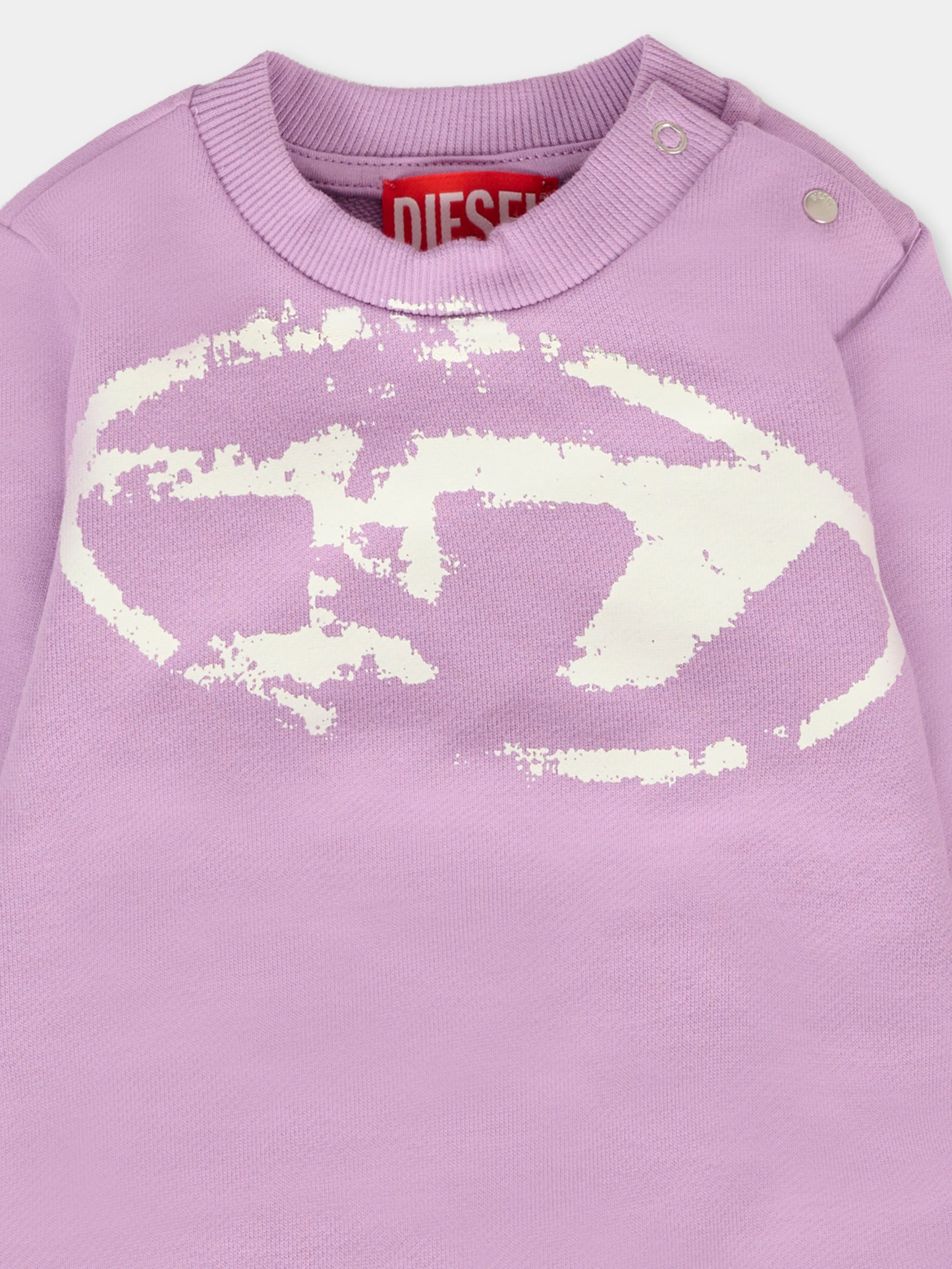 Felpa lilla per neonata con logo,Diesel,K00631 KYAQK K64A