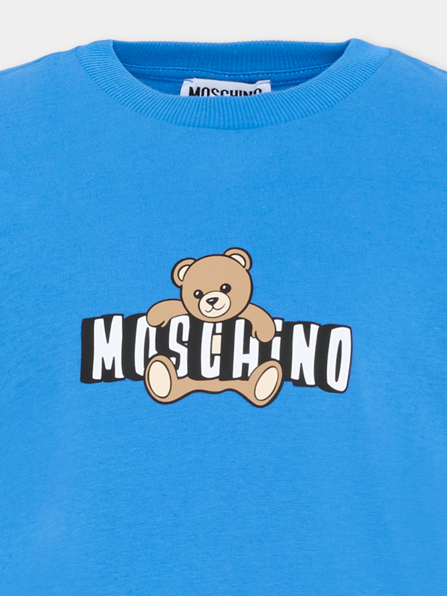 T-Shirt blu per bambini con Teddy Bear,Moschino Kids,HZM058 LAA03 40630
