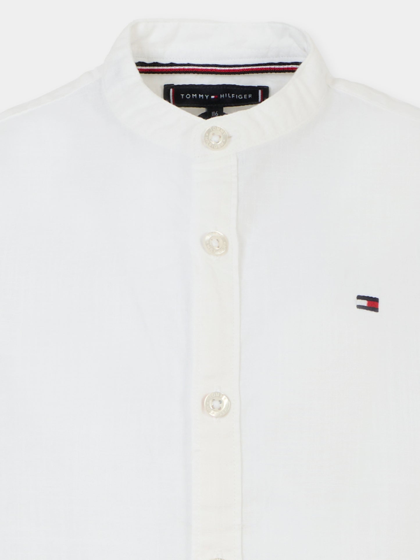 Camicia bianca per bambino con bandierina,Tommy Hilfiger Junior,KB0KB09557 YBR