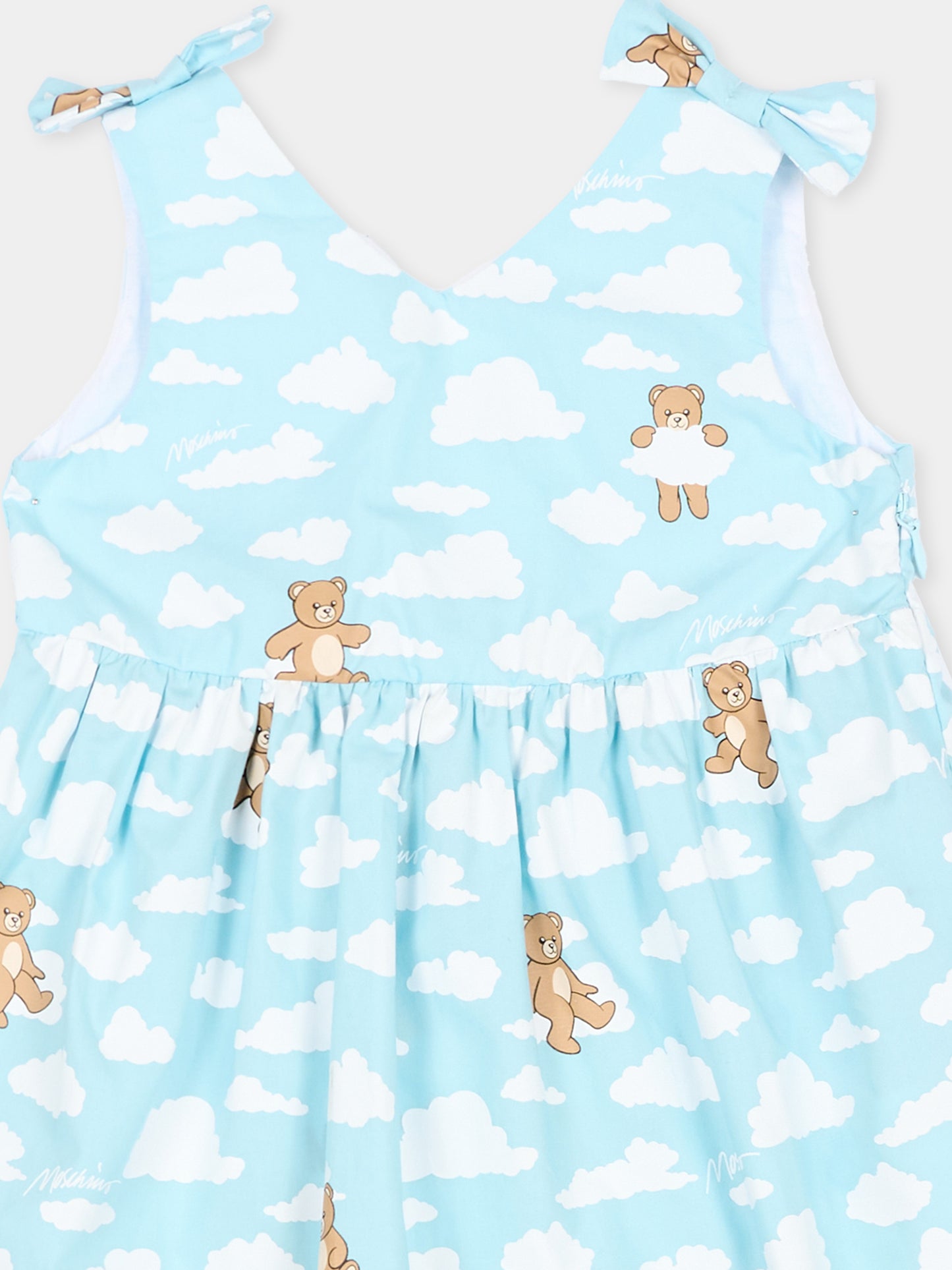 Vestito celeste per neonata con Teddy Bear,Moschino Kids,MDV0DN LLB61 83679