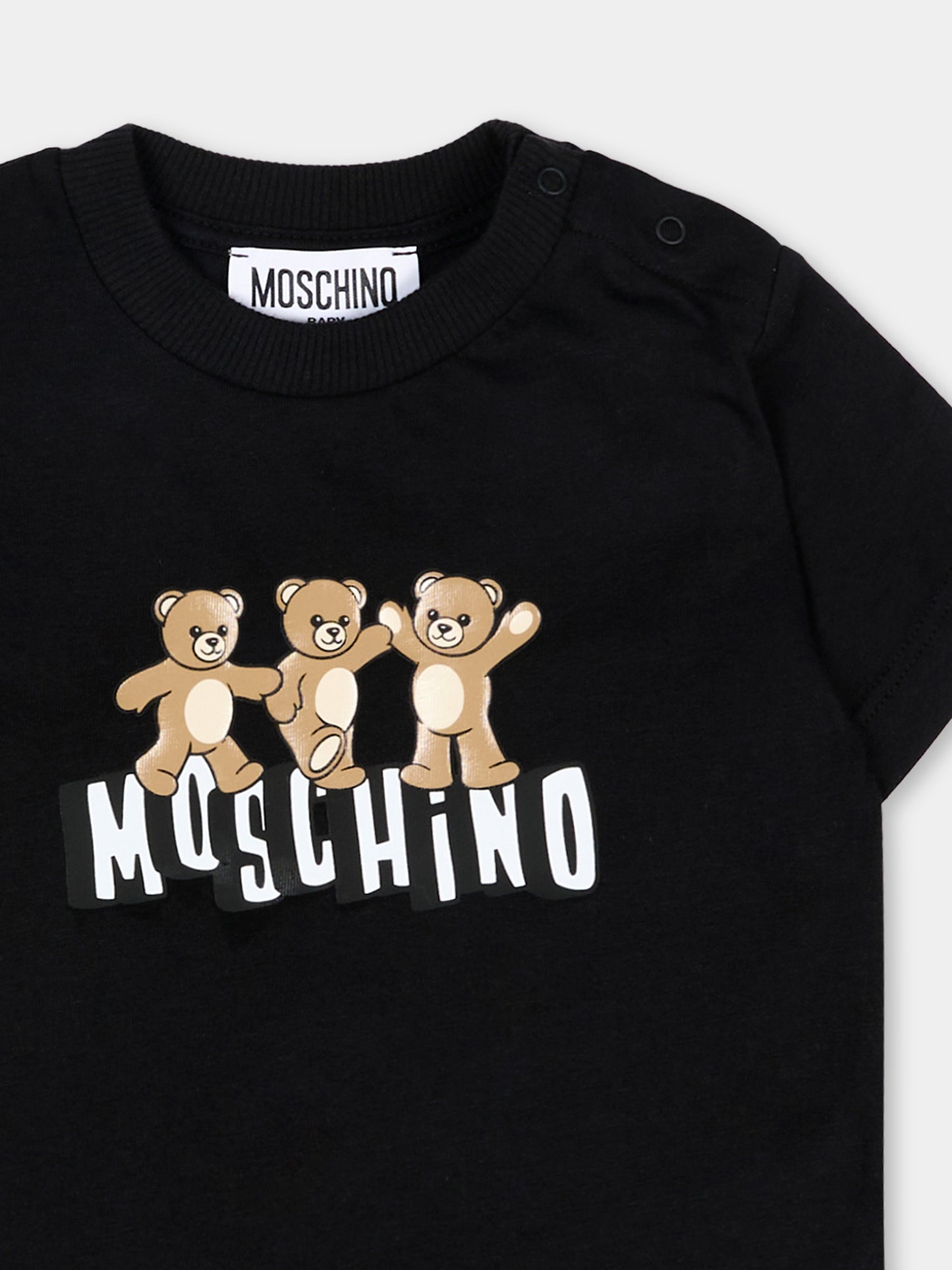 Completo sportivo nero per neonato con Teddy Bear,Moschino Kids,MXG00M LAA17 60100