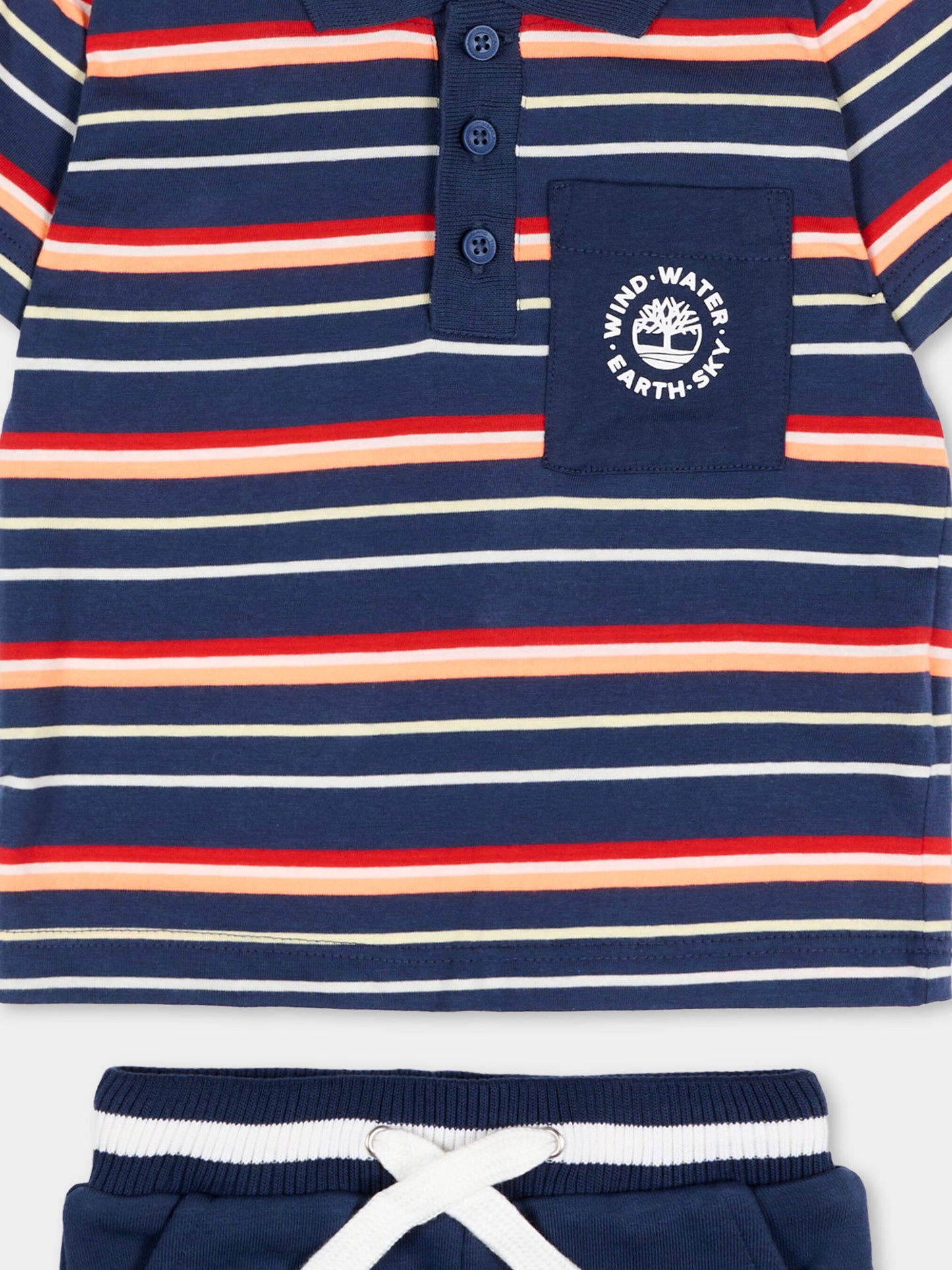 Completo sportivo blu per neonato a righe,Timberland,T60858 805