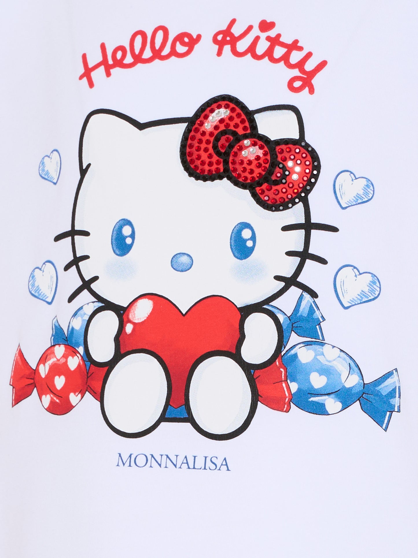 T-shirt bianca per bambina con Hello Kitty,Monnalisa,11G618 - 7201 - 0099