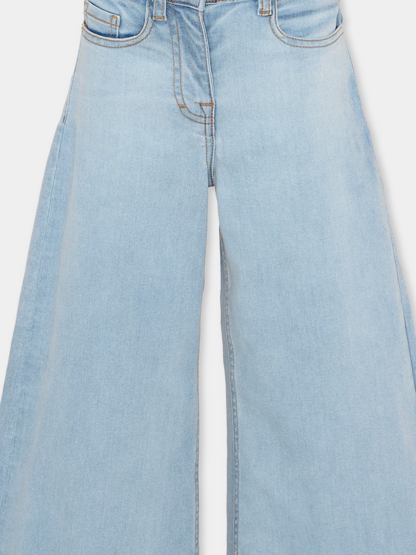 Jeans denim per bambina con maxi fiocco,Monnalisa,17G404 - 7013 - 0062