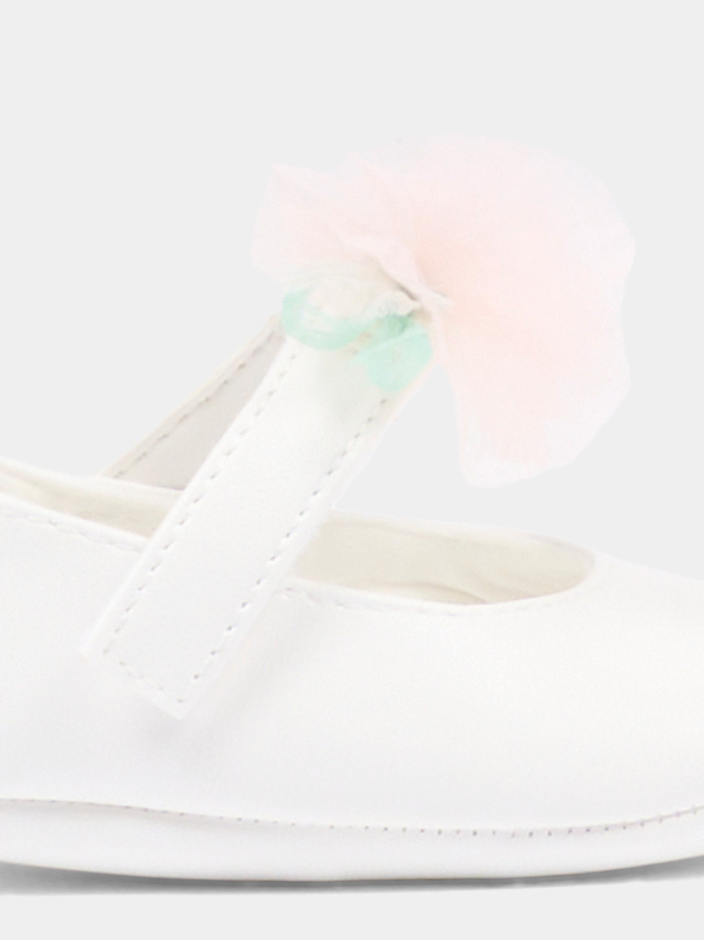 Ballerina bianca per neonata con applicazione floreale,Monnalisa,73G001 - 7768 - 0001