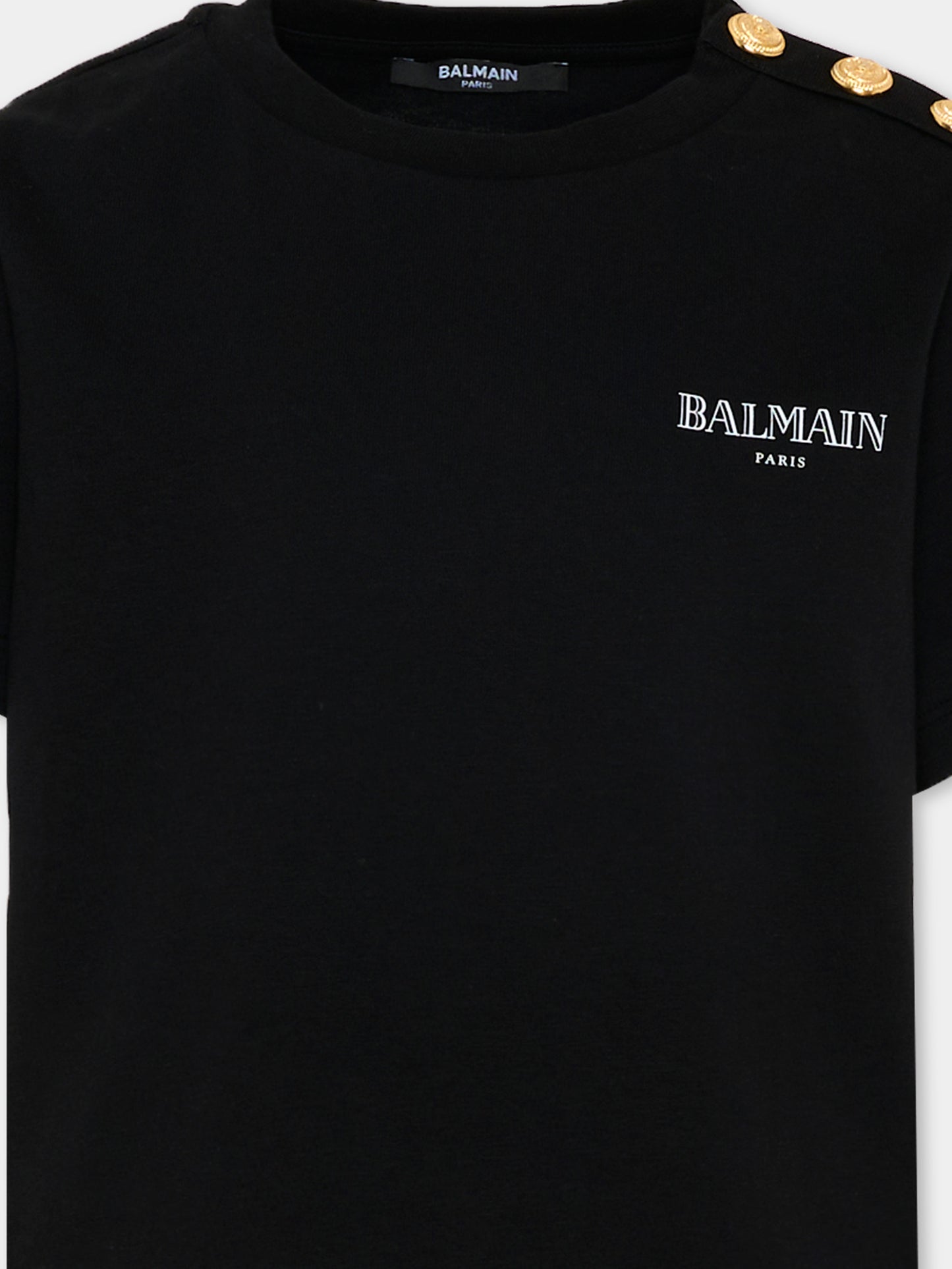 T-Shirt nera per bambini con logo,Balmain Kids,BY8Q21-Z3672 930BC