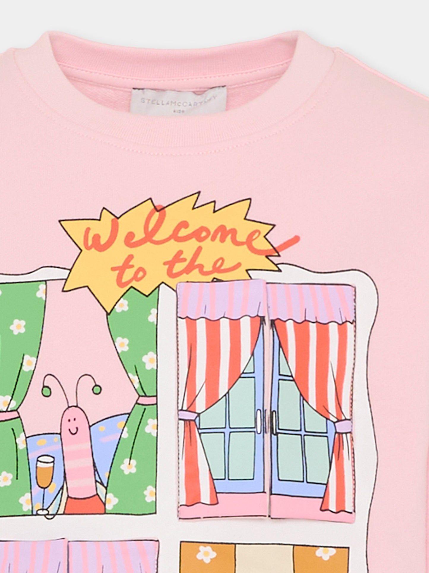 Felpa rosa per bambina con stampa Stella hotel,Stella Mccartney Kids,TY4A10-Z3409 51R