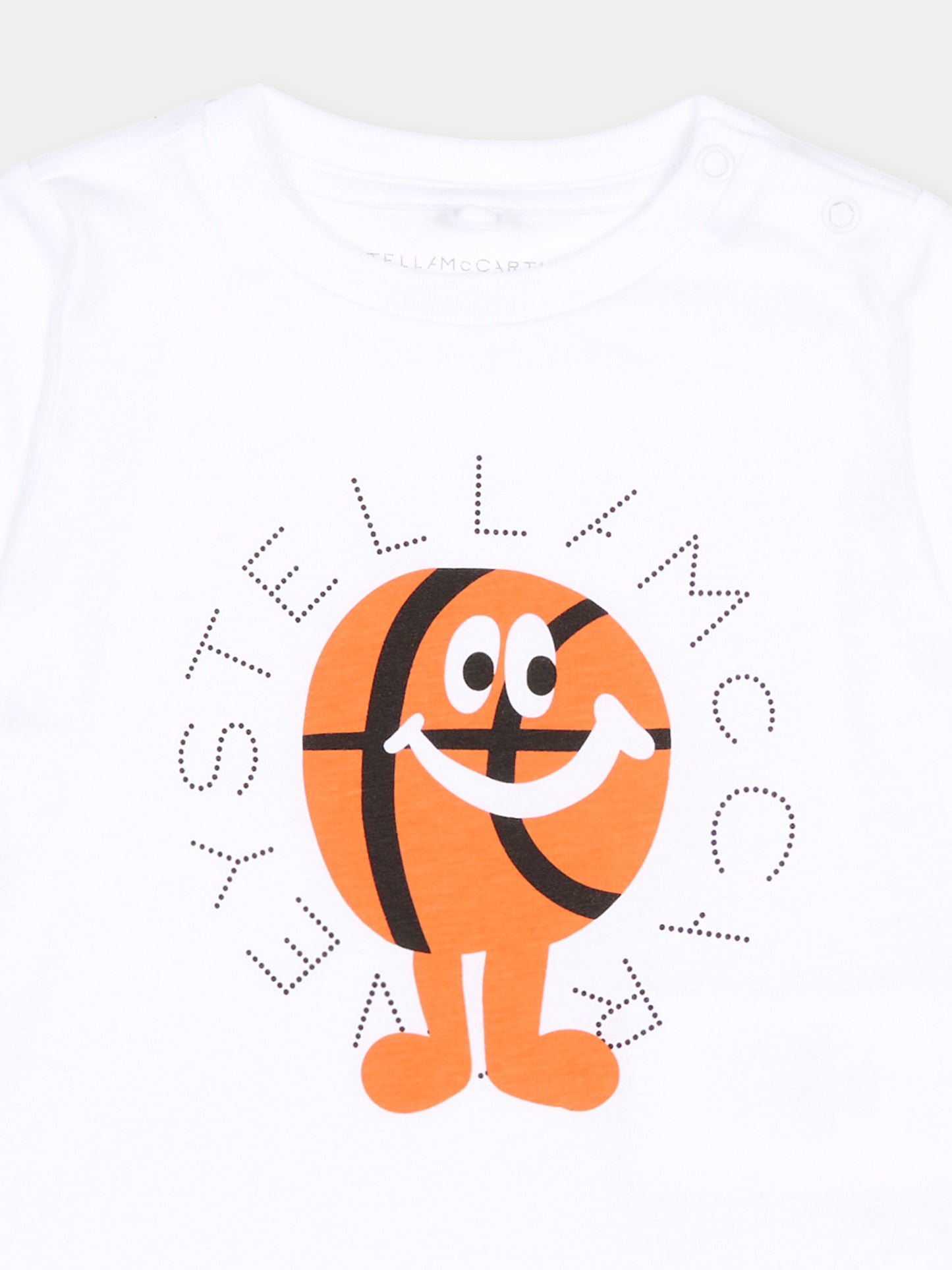 T-shirt bianca per neonato stampa palla da basket,Stella Mccartney Kids,TY8630-Z0434 100