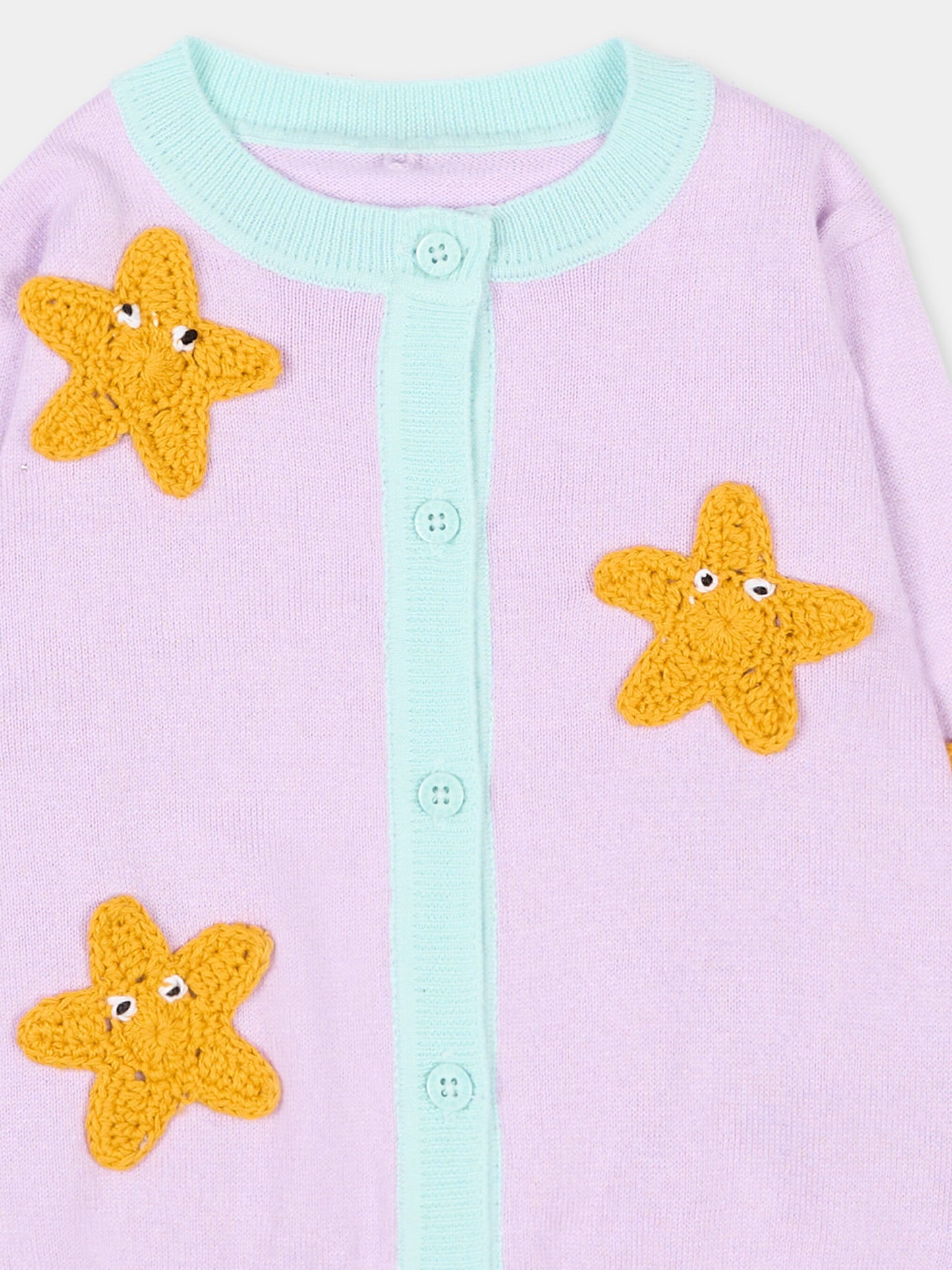 Cardigan lilla per neonata con stelle marine,Stella Mccartney Kids,TY9110-Z3622 539
