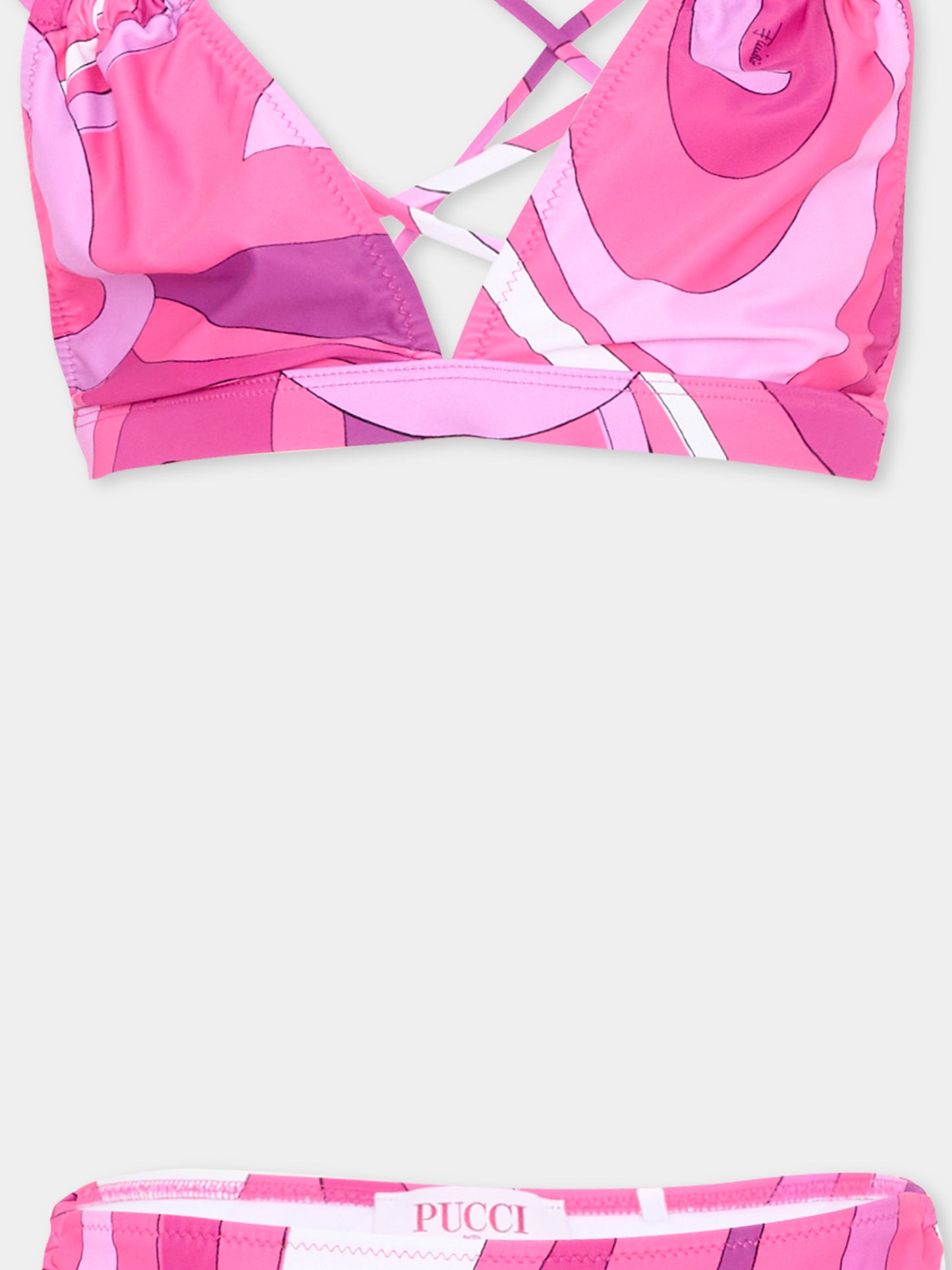 Slip e bikini viola per bambina stampa astratta,Emilio Pucci Junior,PYCA19-Z3747 570BC