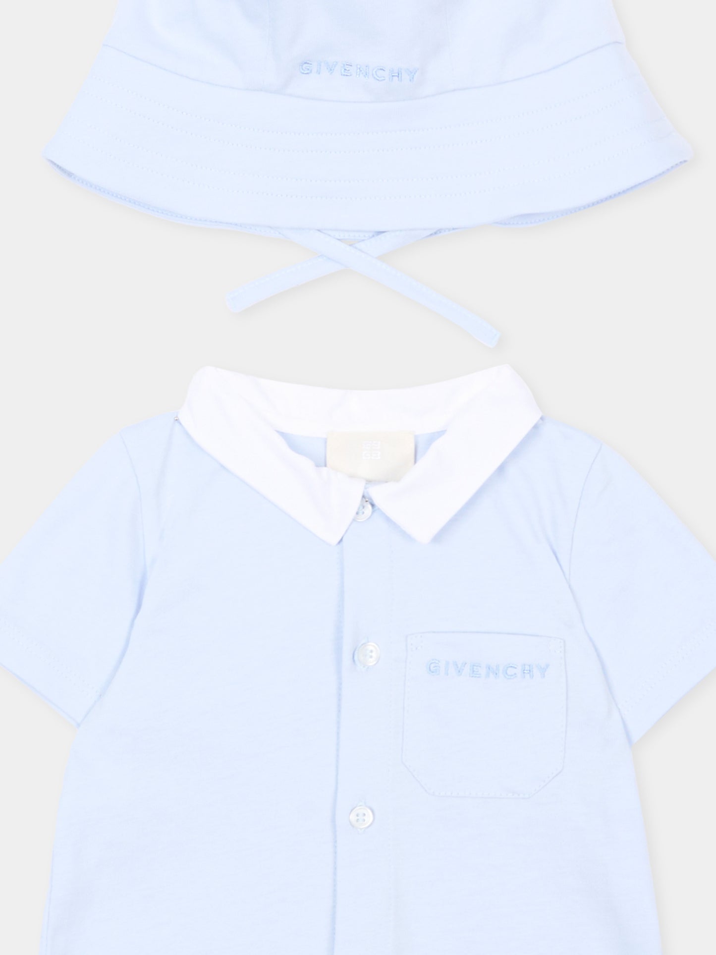 Pagliaccetto celeste per neonato con cloche,Givenchy Kids,H31253 771