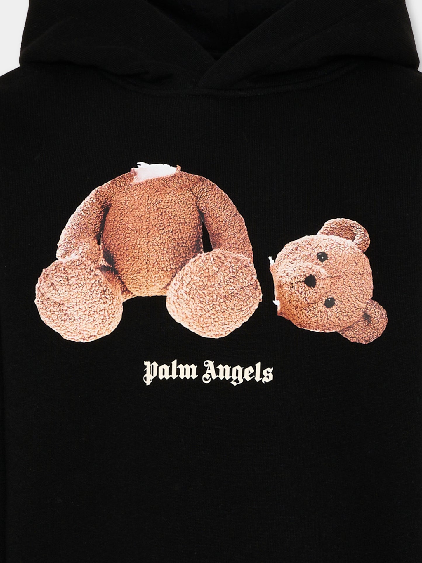 Felpa nera per bambini con orsetto,Palm Angels,PBBB012S26FLE001 110