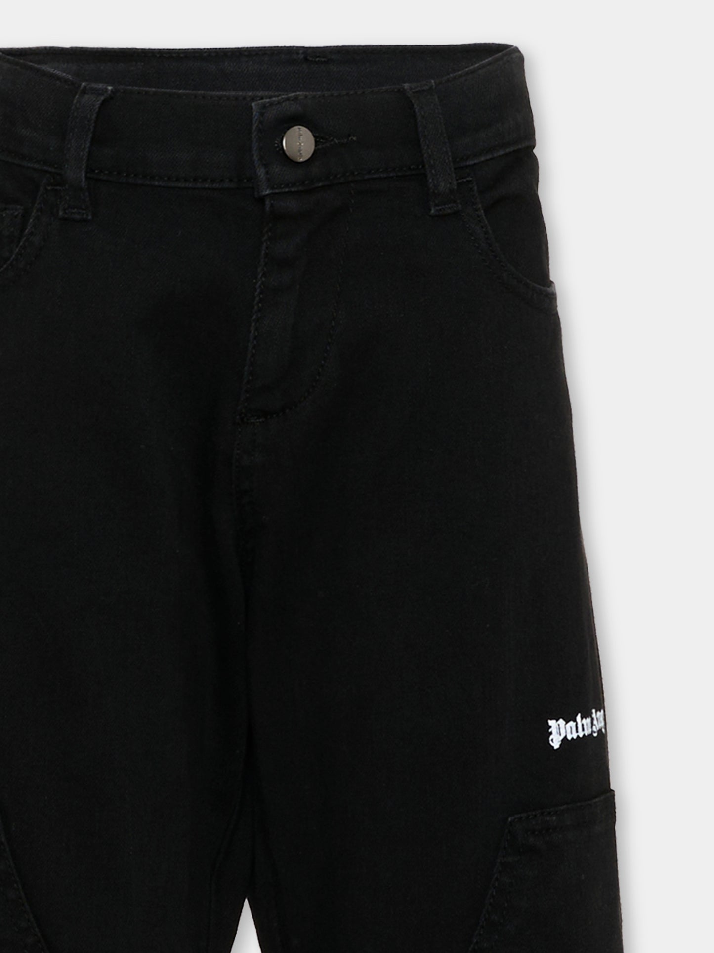 Pantaloni casual neri per bambino con logo,Palm Angels,PBCA01HS26FAB001 110