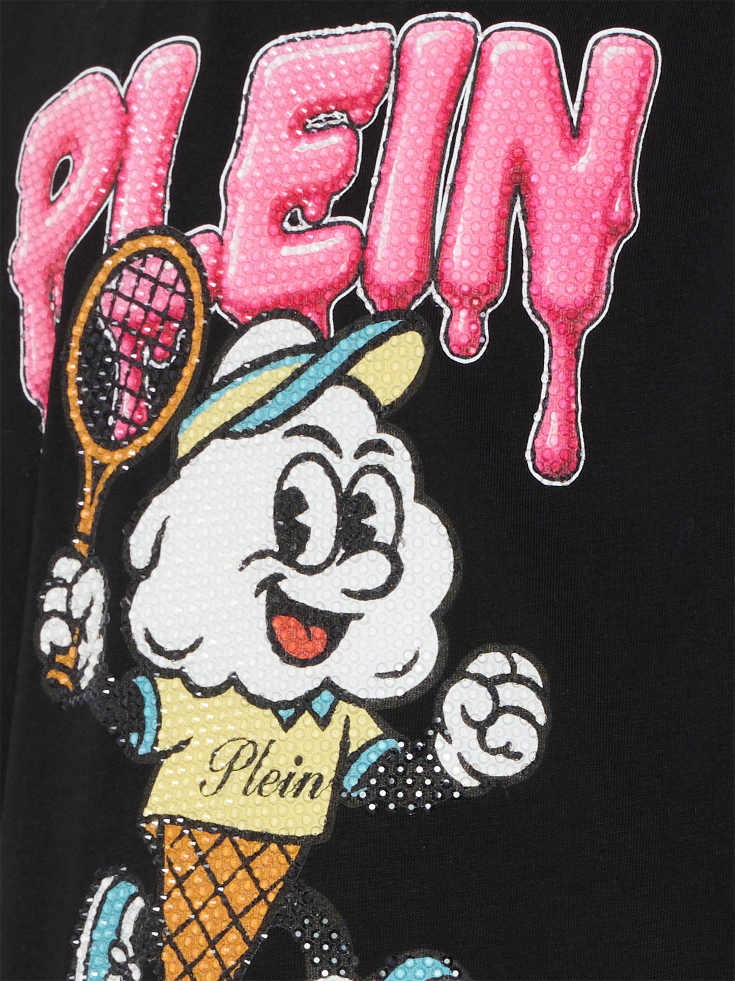 T-shirt nera per bambina con gelato di strass,Philipp Plein Junior,S6PHJGTH210 110