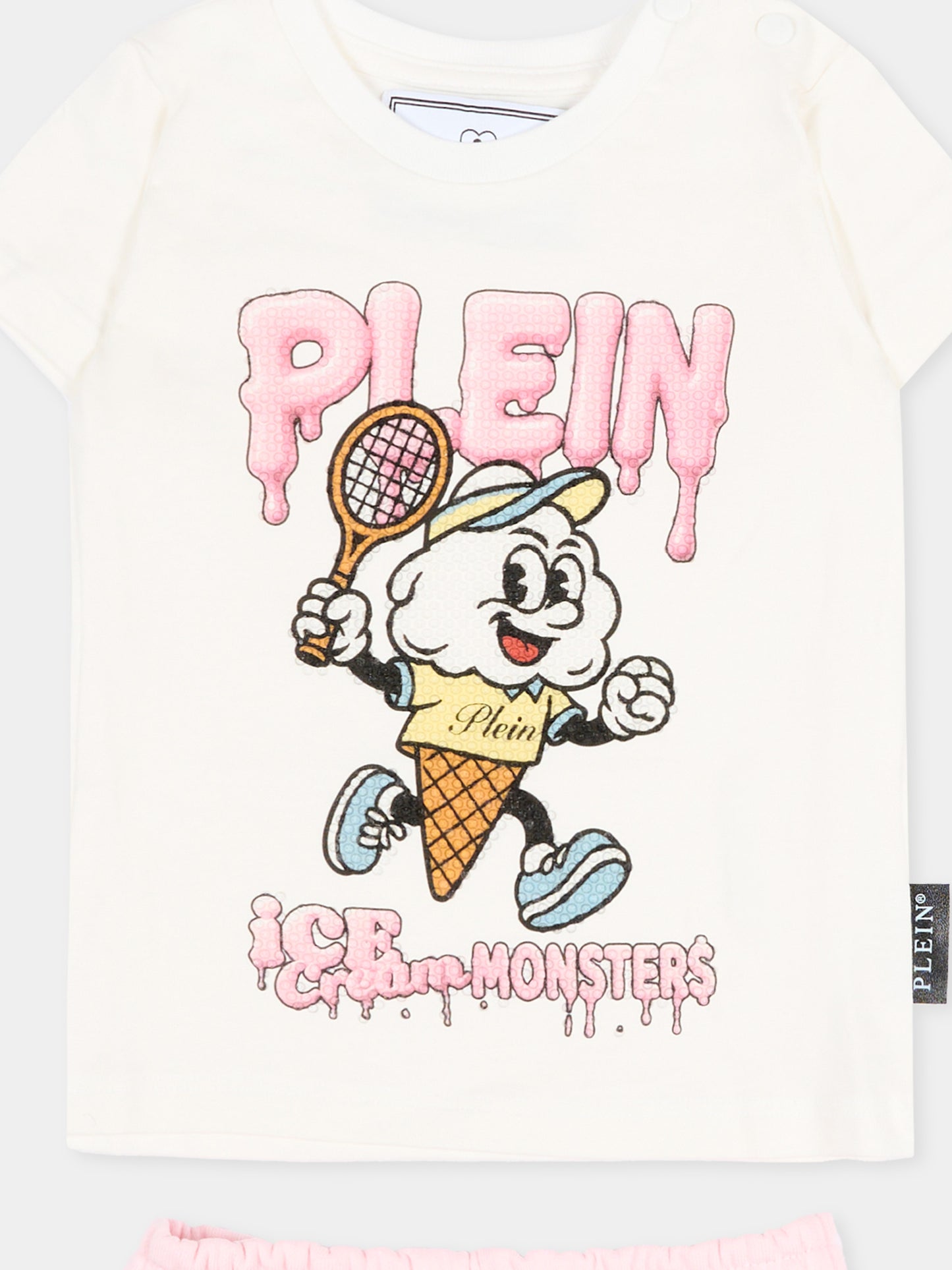 Completo sportivo bianco per neonata con strass,Philipp Plein Junior,S6PHNGTT256 002/16